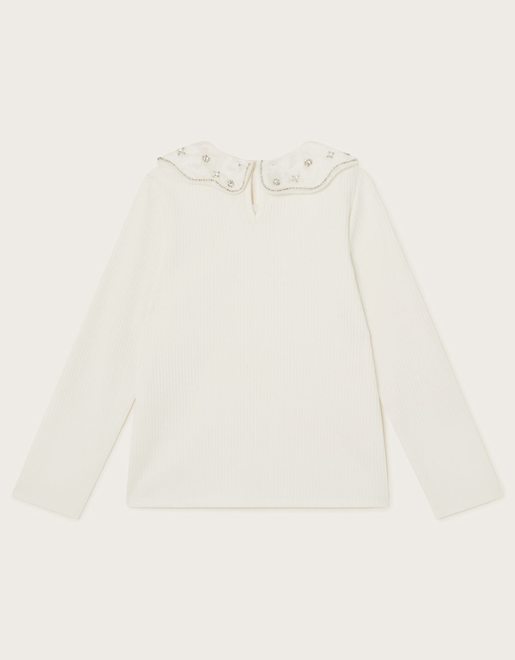 BLUZA - LS EMB COLLAR RIB TOP