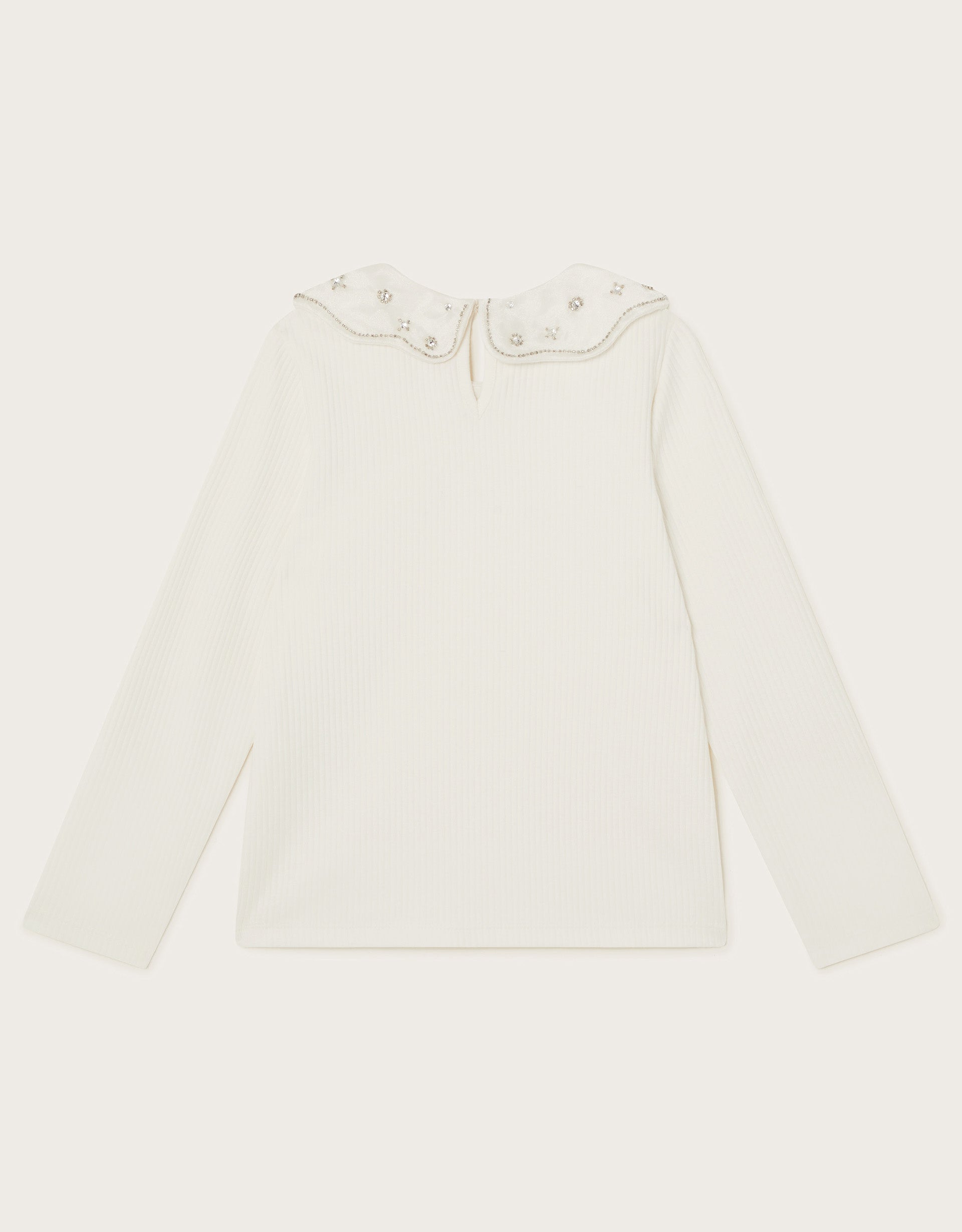 BLUZA - LS EMB COLLAR RIB TOP