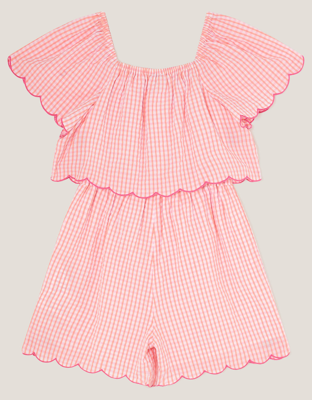 KOMBINEZON - GINGHAM EMB PLAYSUIT