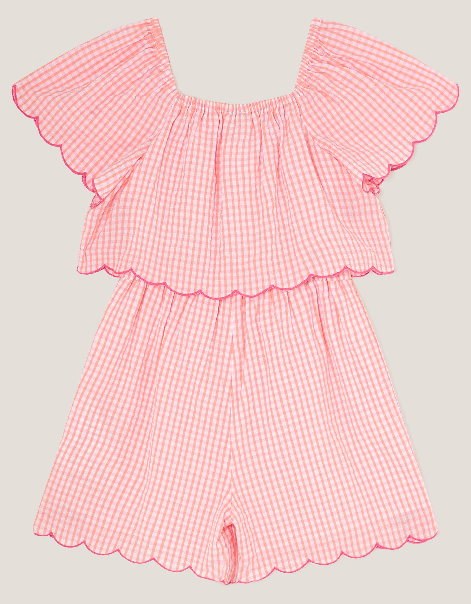 KOMBINEZON - GINGHAM EMB PLAYSUIT