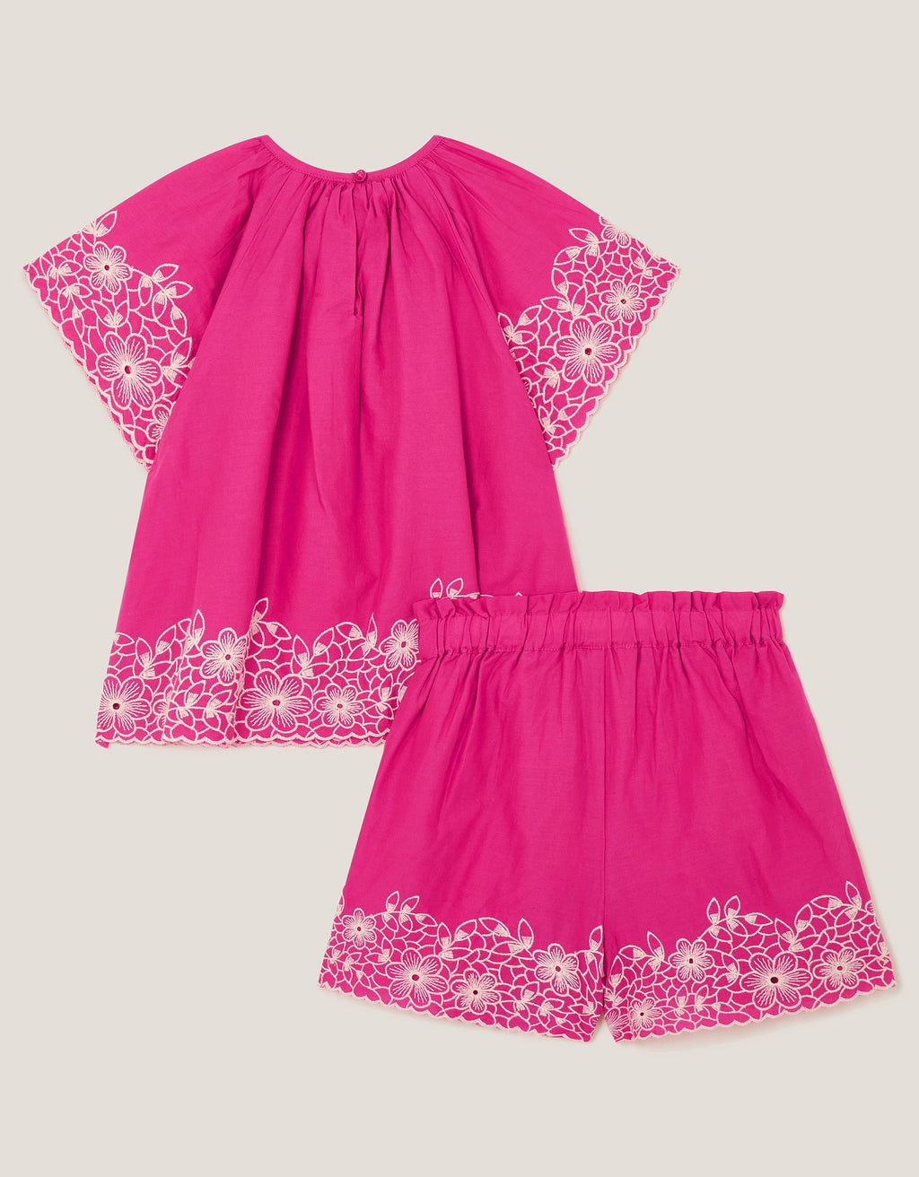 SET - HOT PINK EMB BLOUSE & SHO