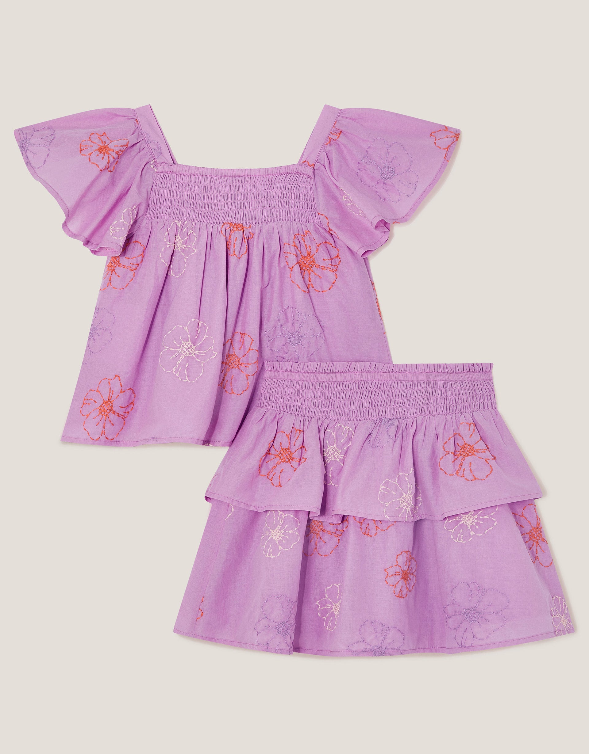 SET - LILAC EMB TOP AND SKIRT S
