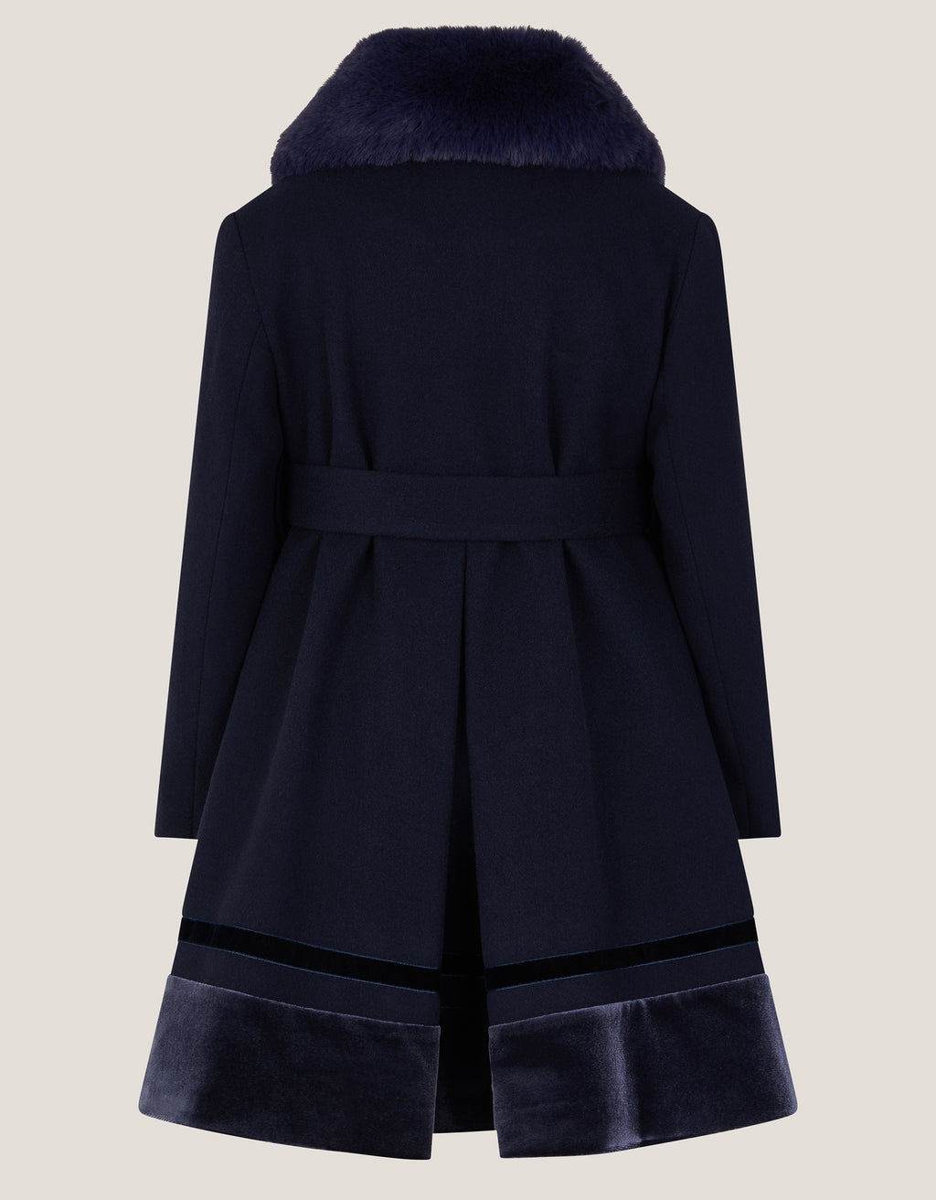 KAPUT - NAVY VELVET TRIM COAT