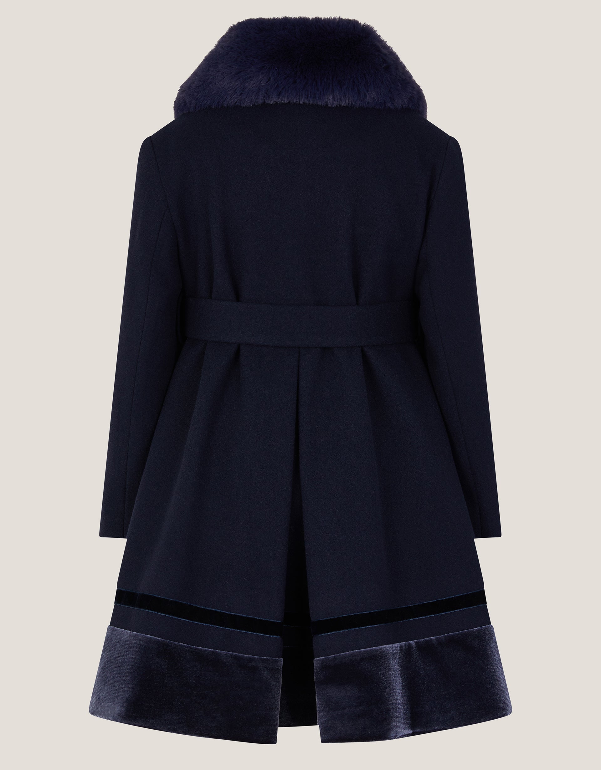 KAPUT - NAVY VELVET TRIM COAT