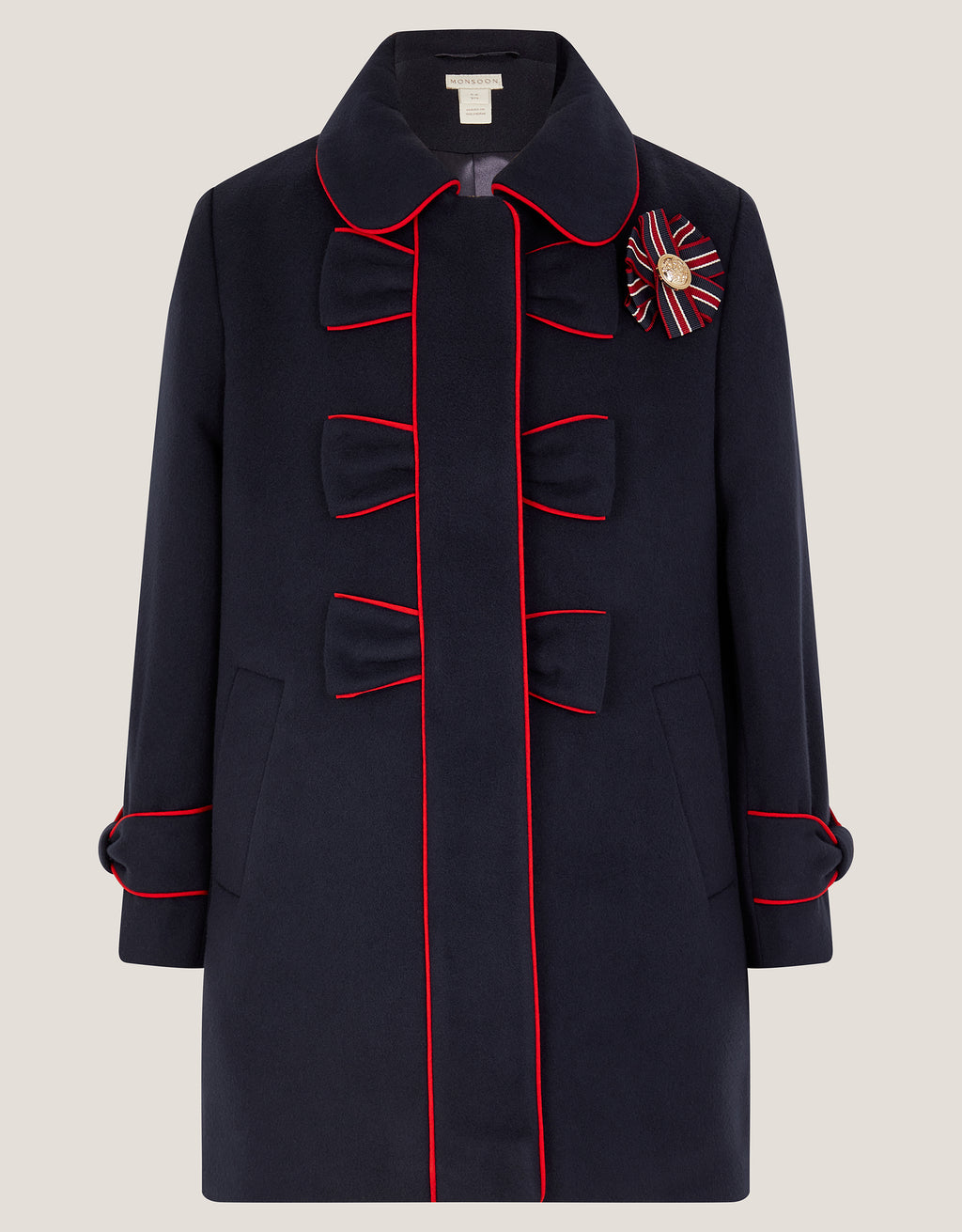 KAPUT - RED PIPED BOW COAT