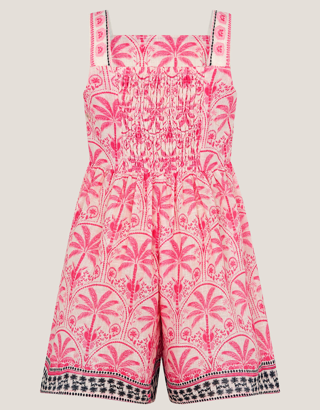 KOMBINEZON - PINK PALM PRINT EMBROID P