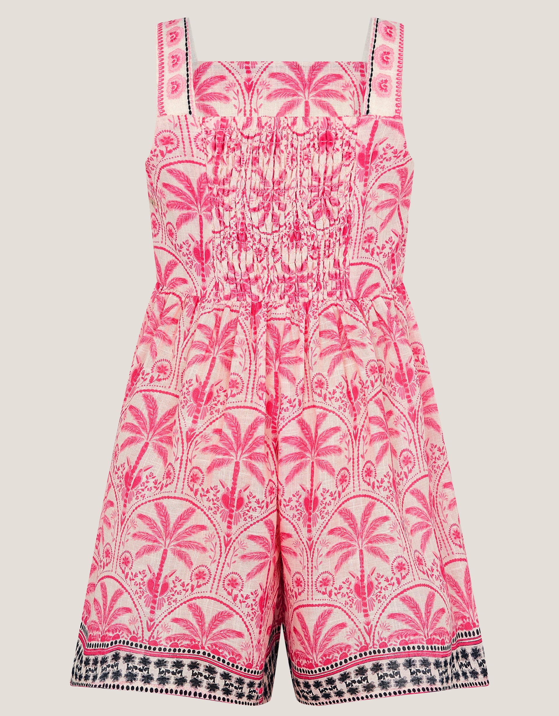 KOMBINEZON - PINK PALM PRINT EMBROID P