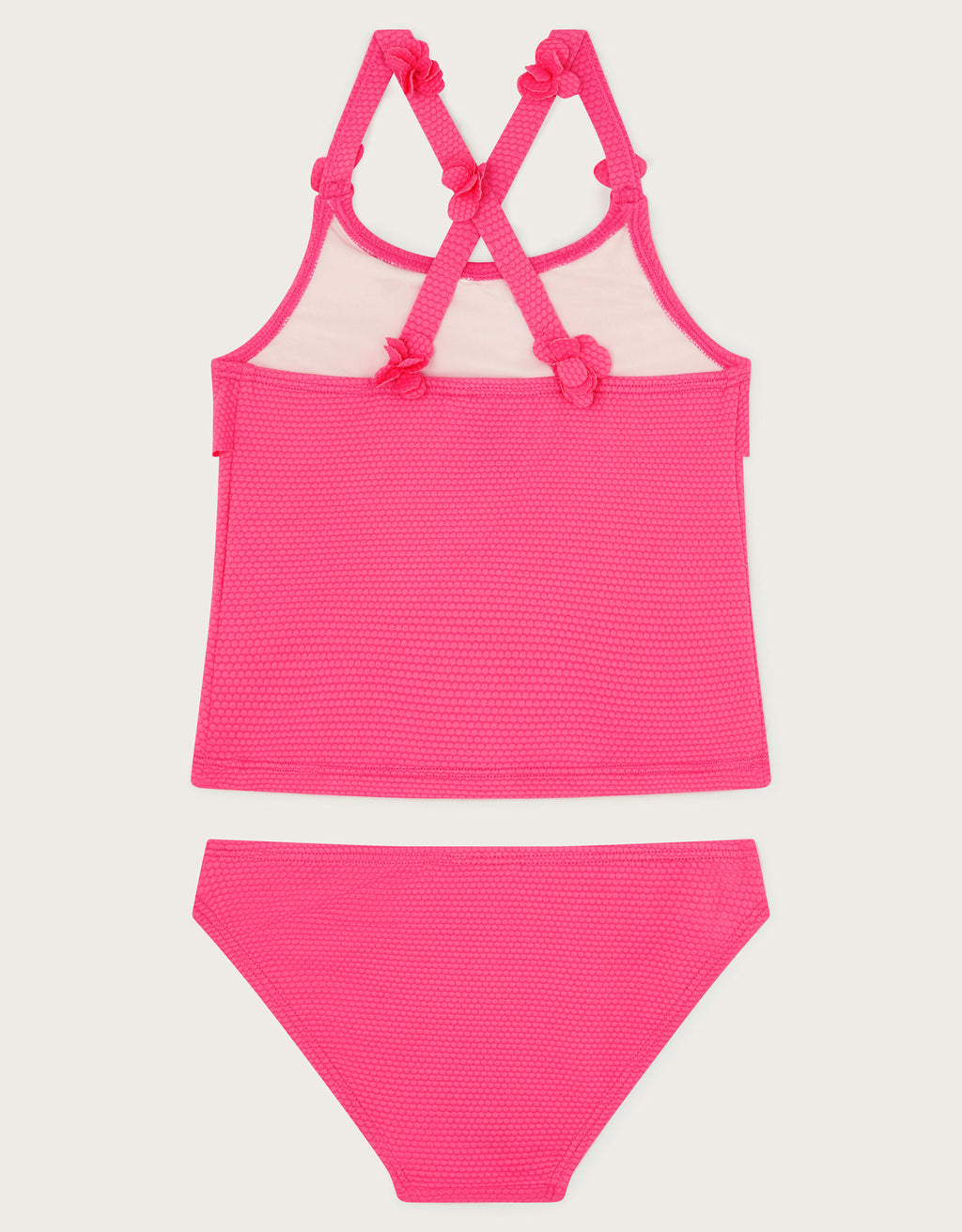 KUPACI KOSTIM - PINK FLORAL 3D FLOWER TAN