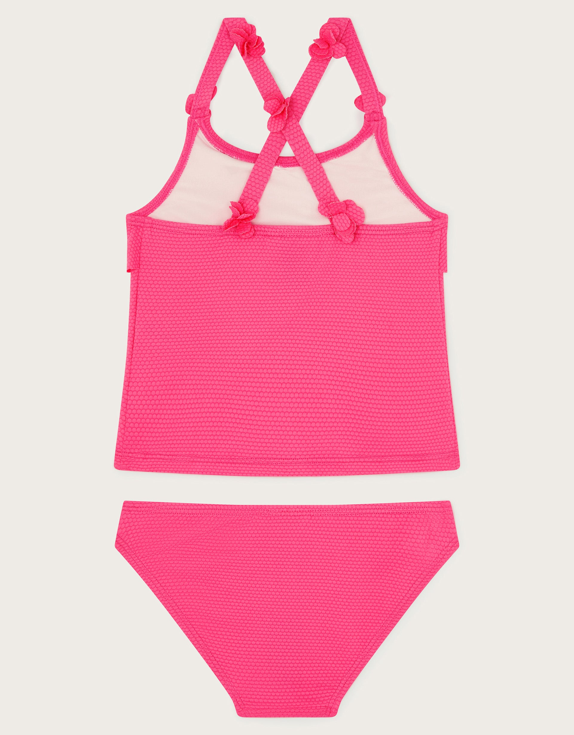 KUPACI KOSTIM - PINK FLORAL 3D FLOWER TAN