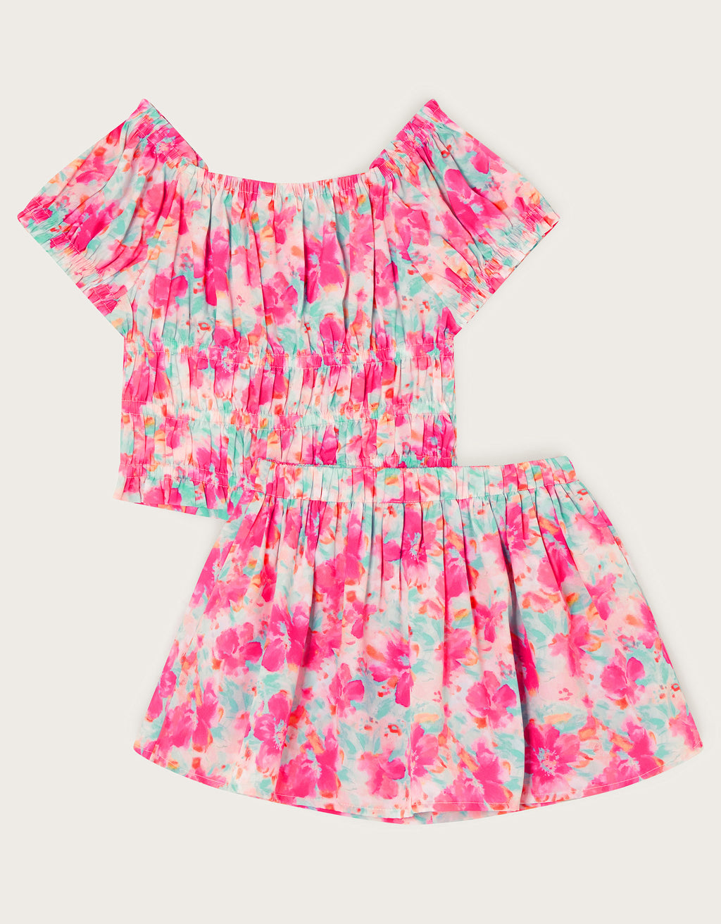 SET - TROPICAL FLORAL SHIRRED S
