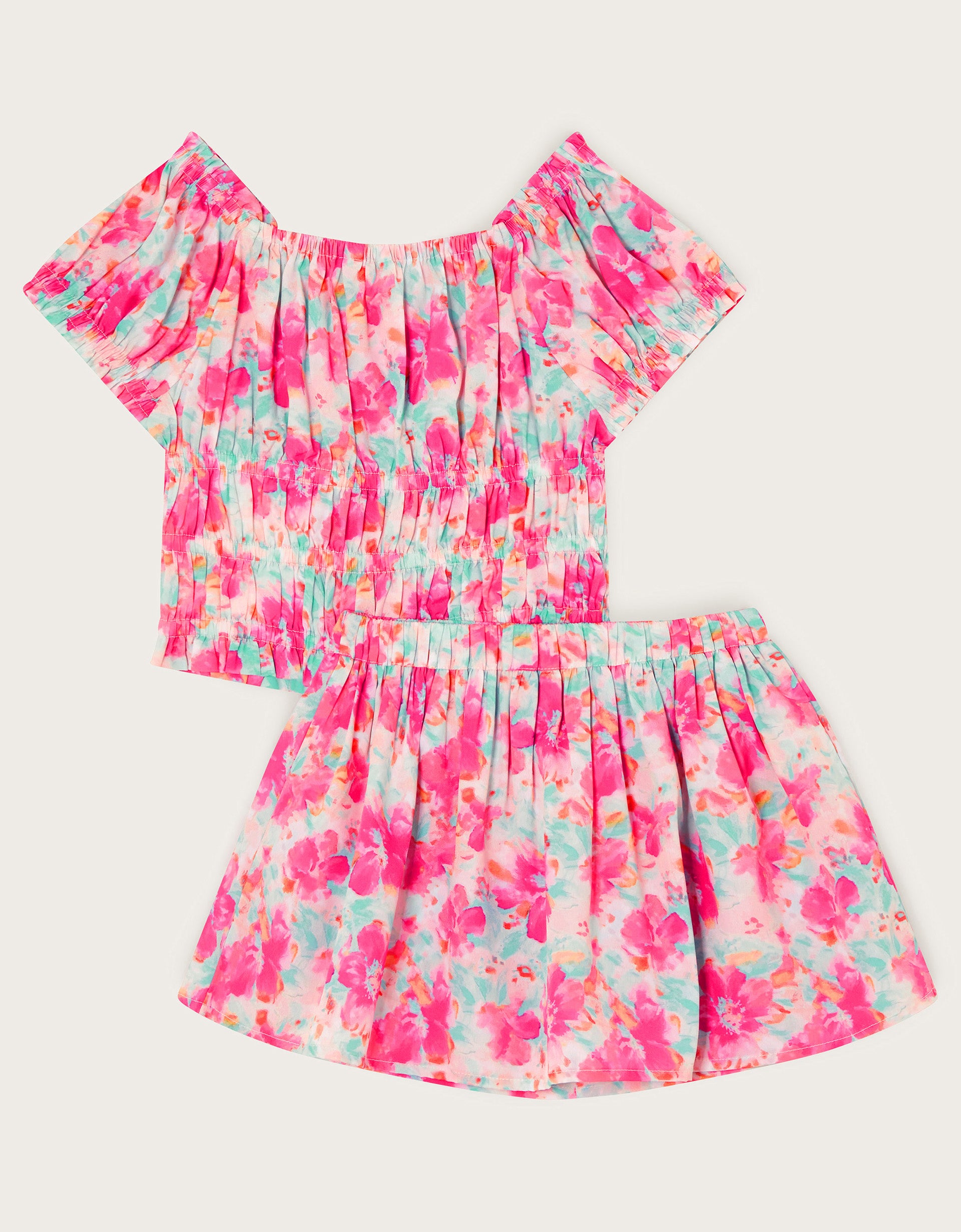 SET - TROPICAL FLORAL SHIRRED S