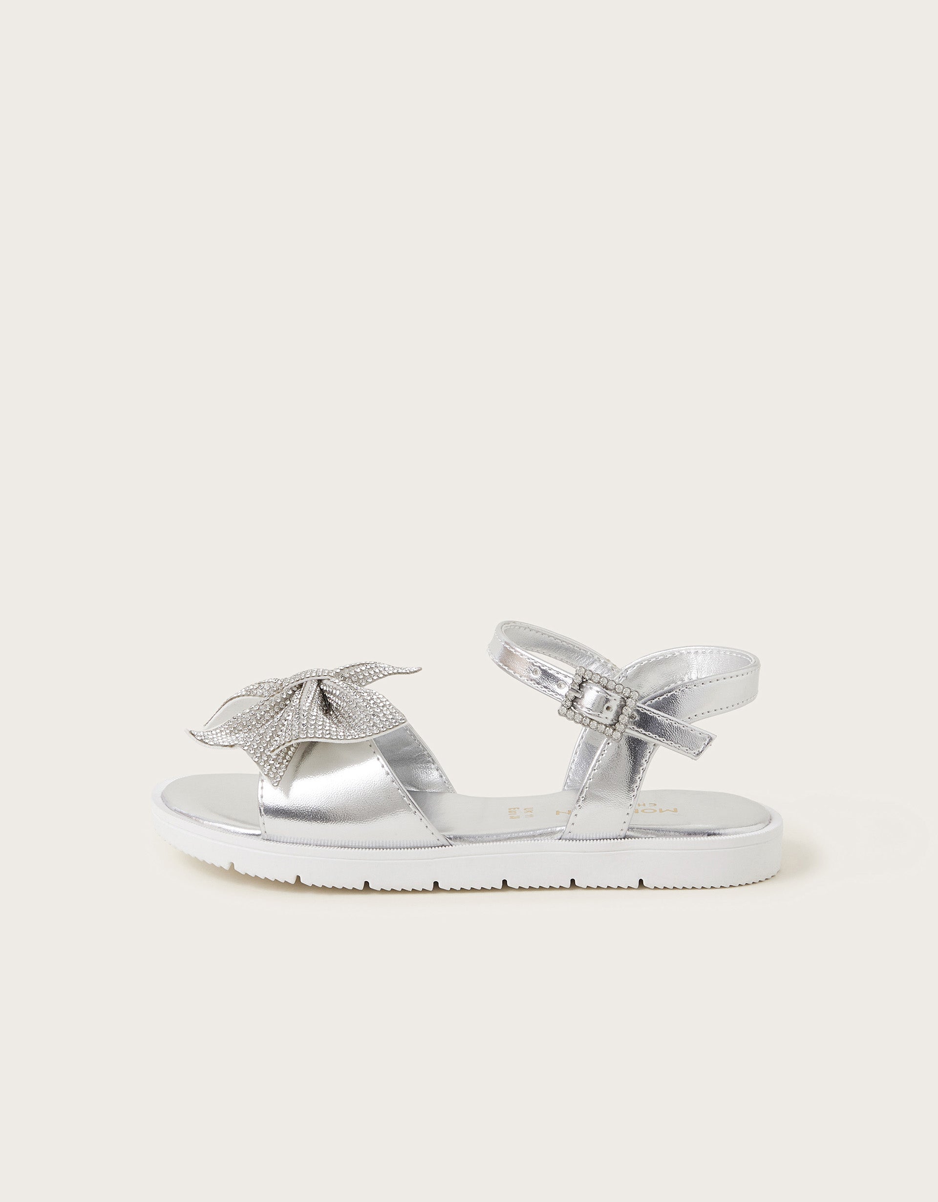 SANDALE - SILVER DIAMANTE BOW SANDA