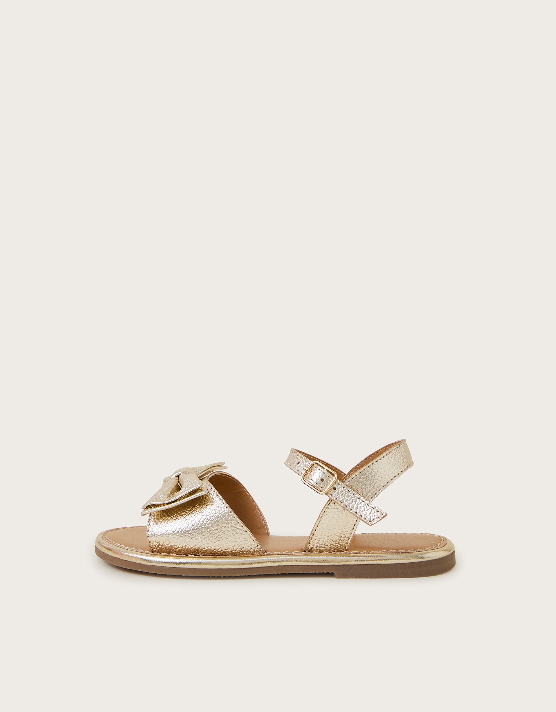 SANDALE - GOLD LEATHER BOW SANDAL