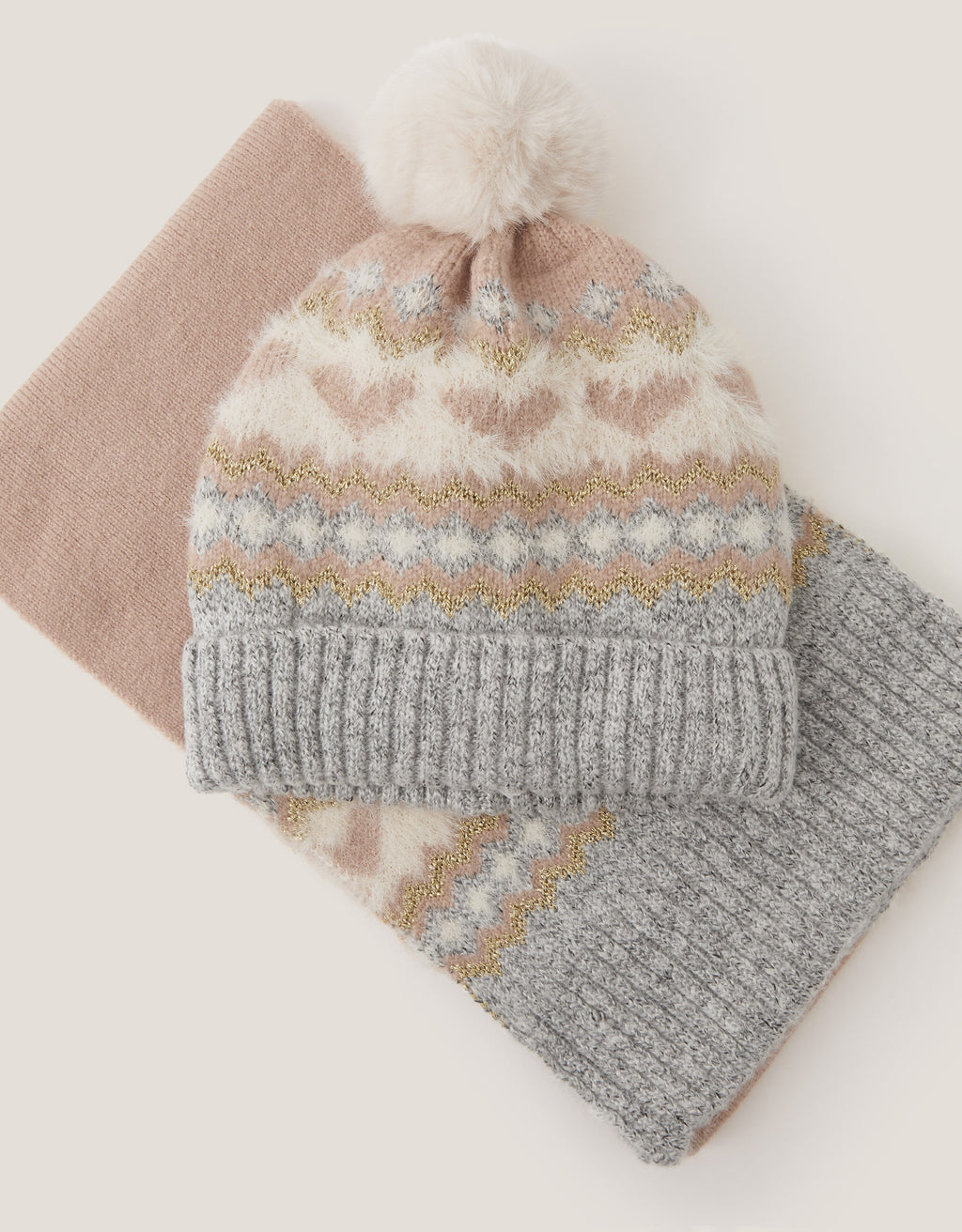 SET KAPA I SAL - HEART INTARSIA HAT SET