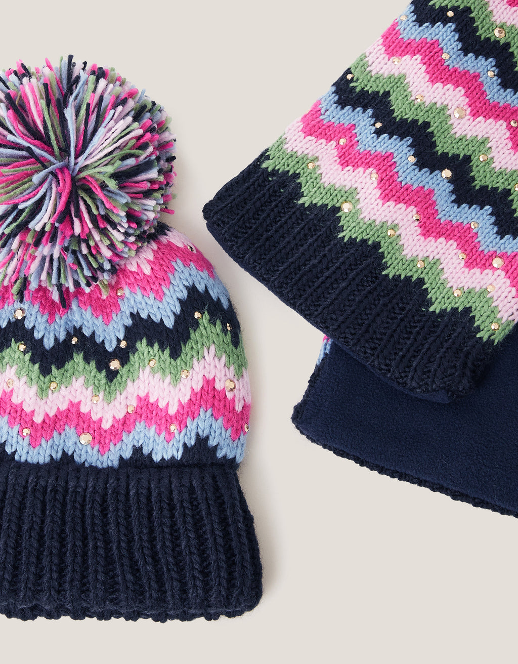 SET KAPA I SAL - ZIG ZAG SPARKLE HAT + SCA