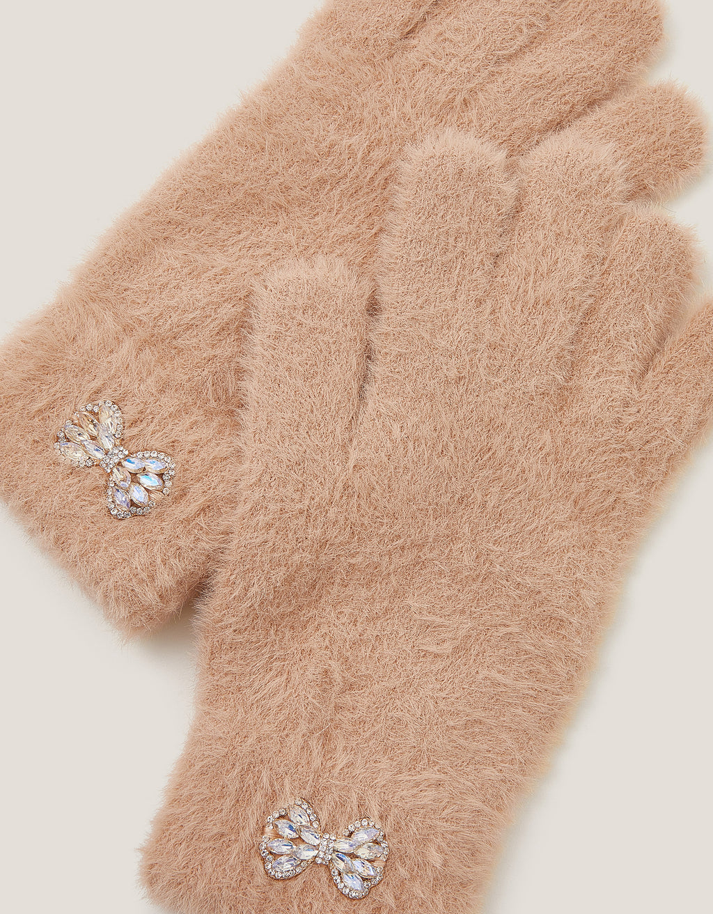 RUKAVICE - FLUFFY JEWEL BOW GLOVES
