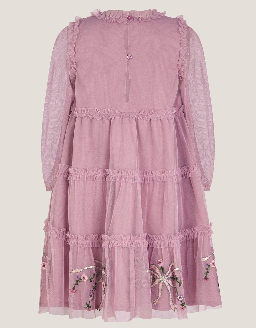 HALJINA - EMB MESH BOW FLORAL DRESS