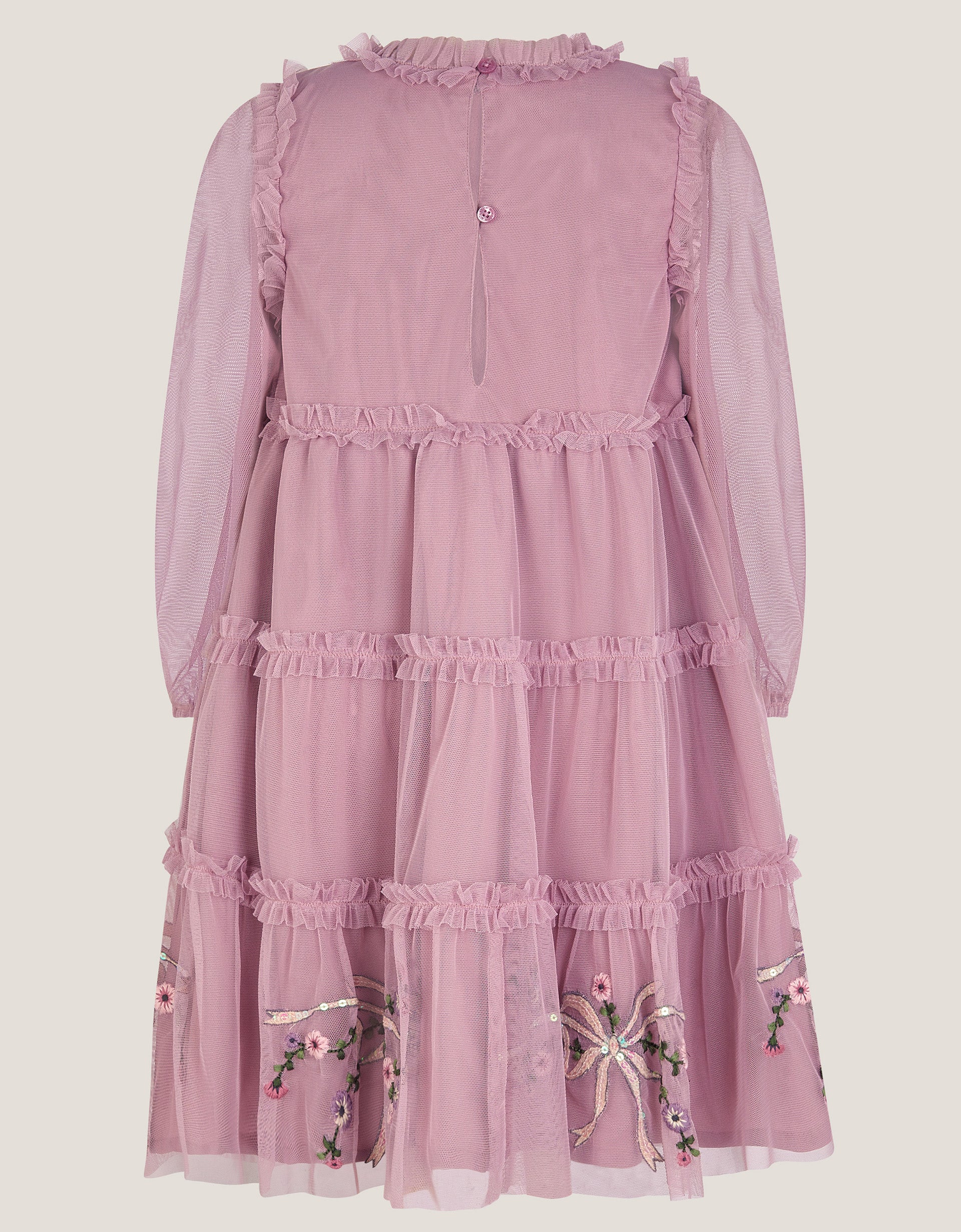 HALJINA - EMB MESH BOW FLORAL DRESS