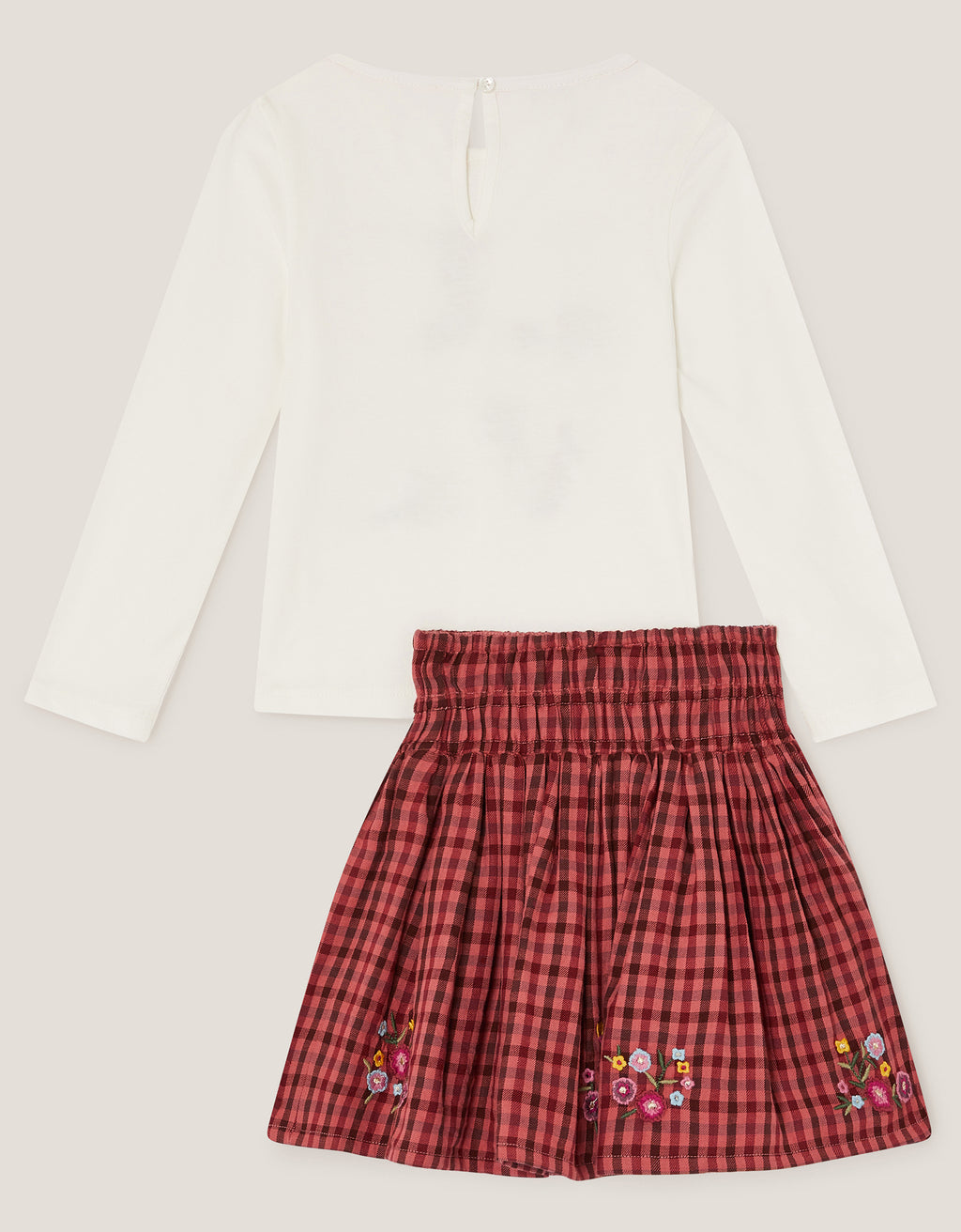 SET - LOVE RUST CHECK SKIRT SET