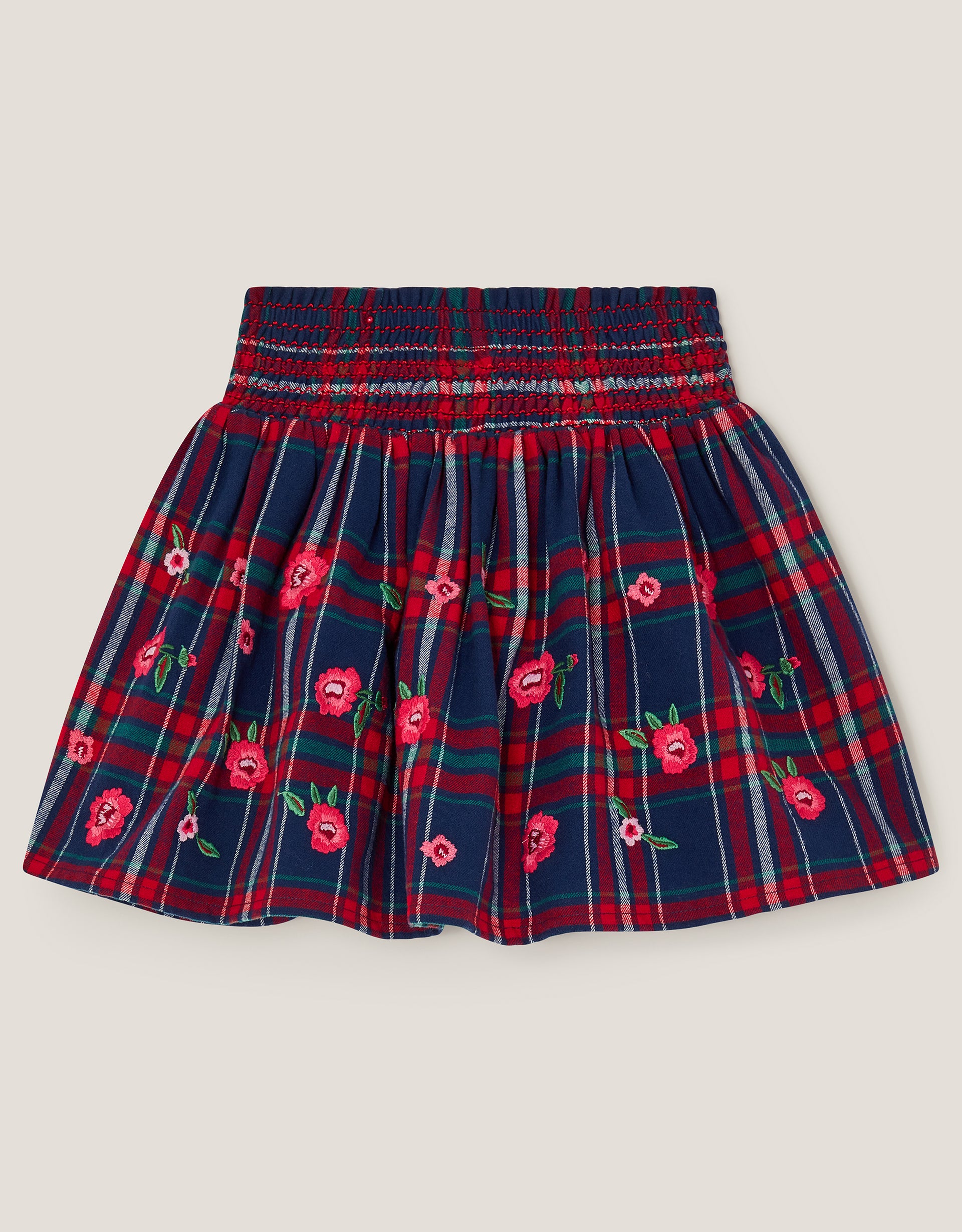 SUKNJA - CHECK EMB FLORAL SKIRT