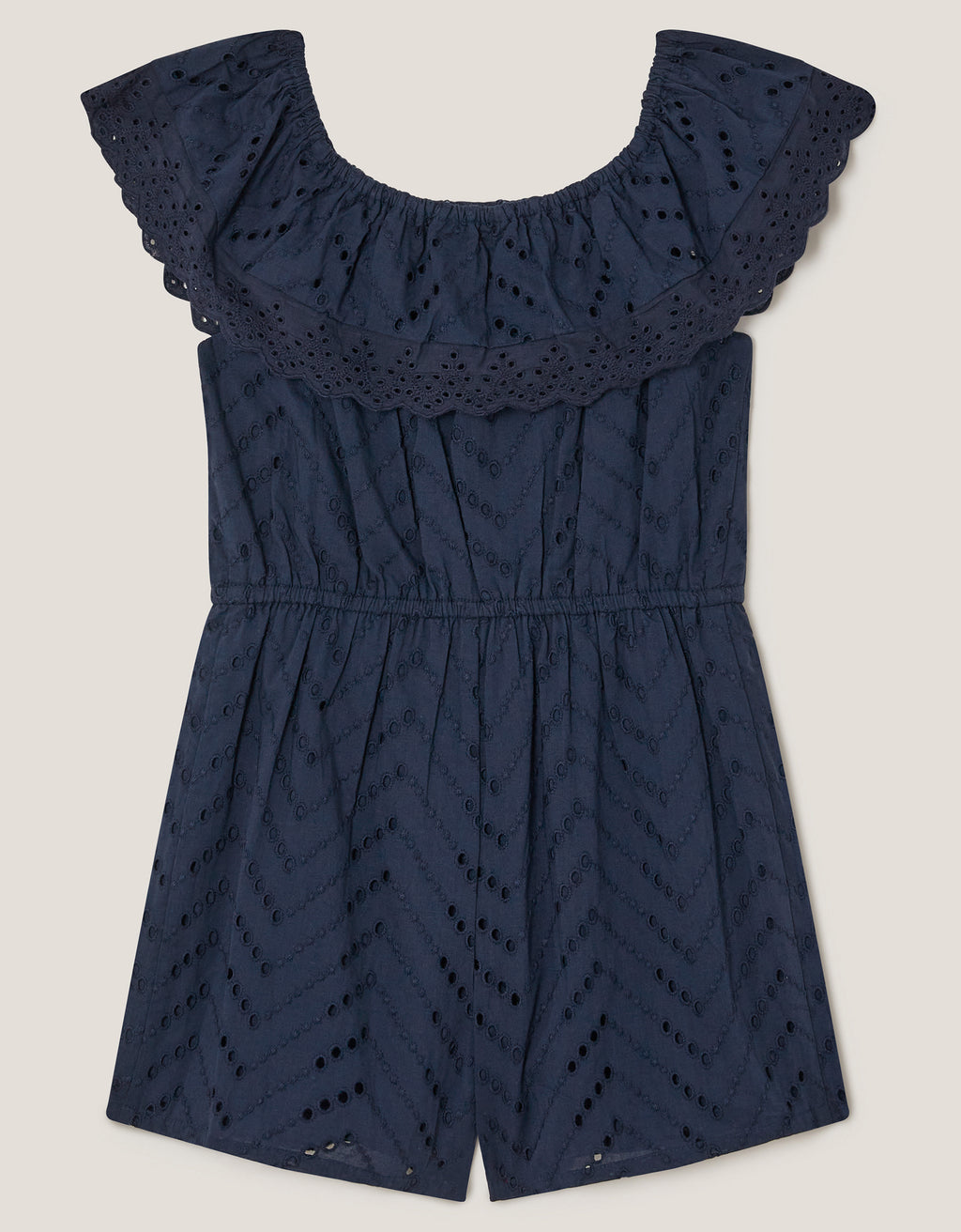 KOMBINEZON - NAVY BRODERIE PLAYSUIT