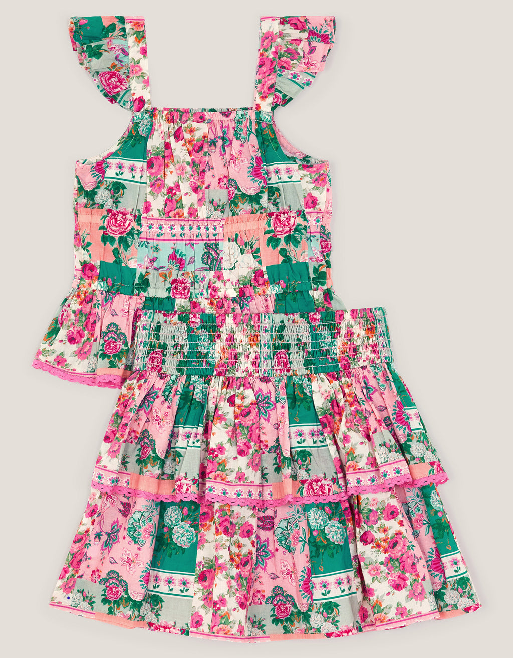 SET - PATCHWORK FLORAL SKRT SET