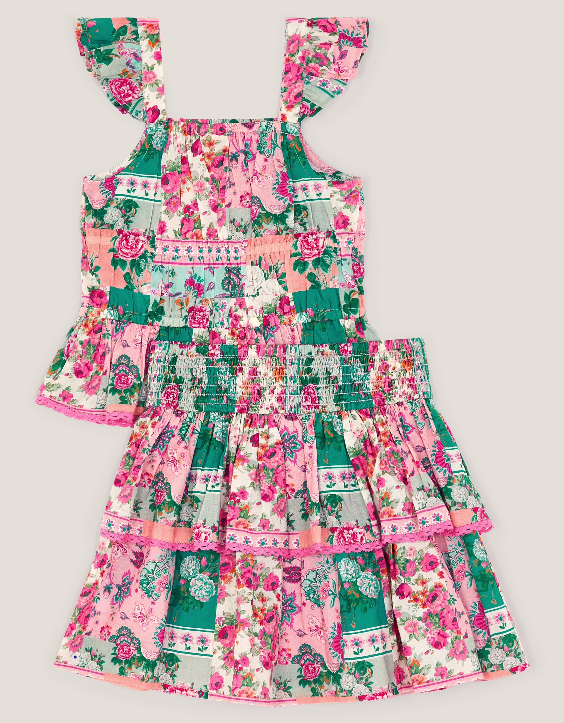 SET - PATCHWORK FLORAL SKRT SET