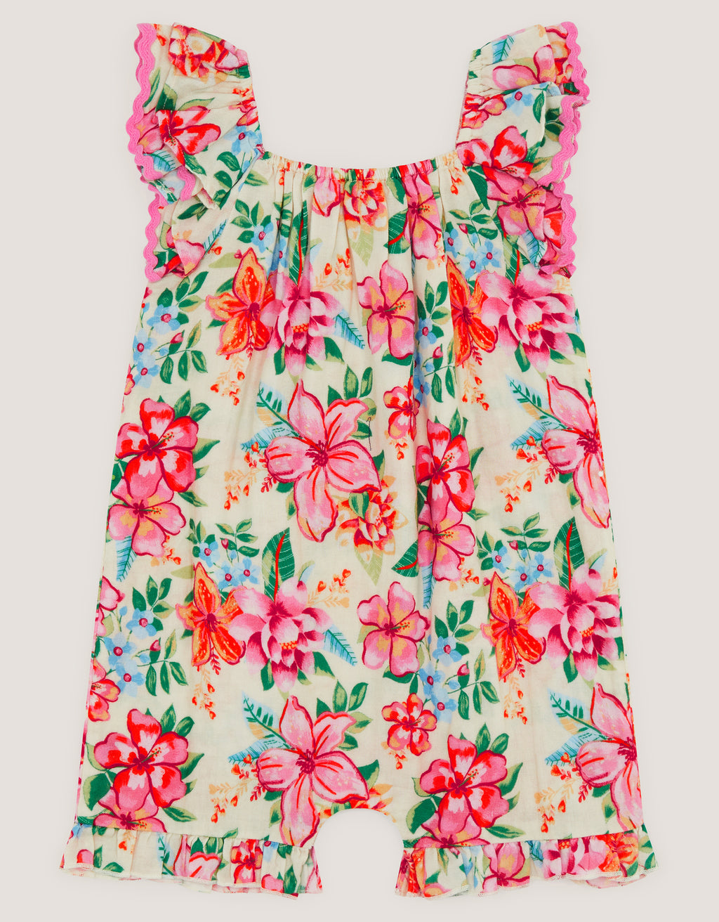 KOMBINEZON - BABY WHITE FLORAL ROMPER