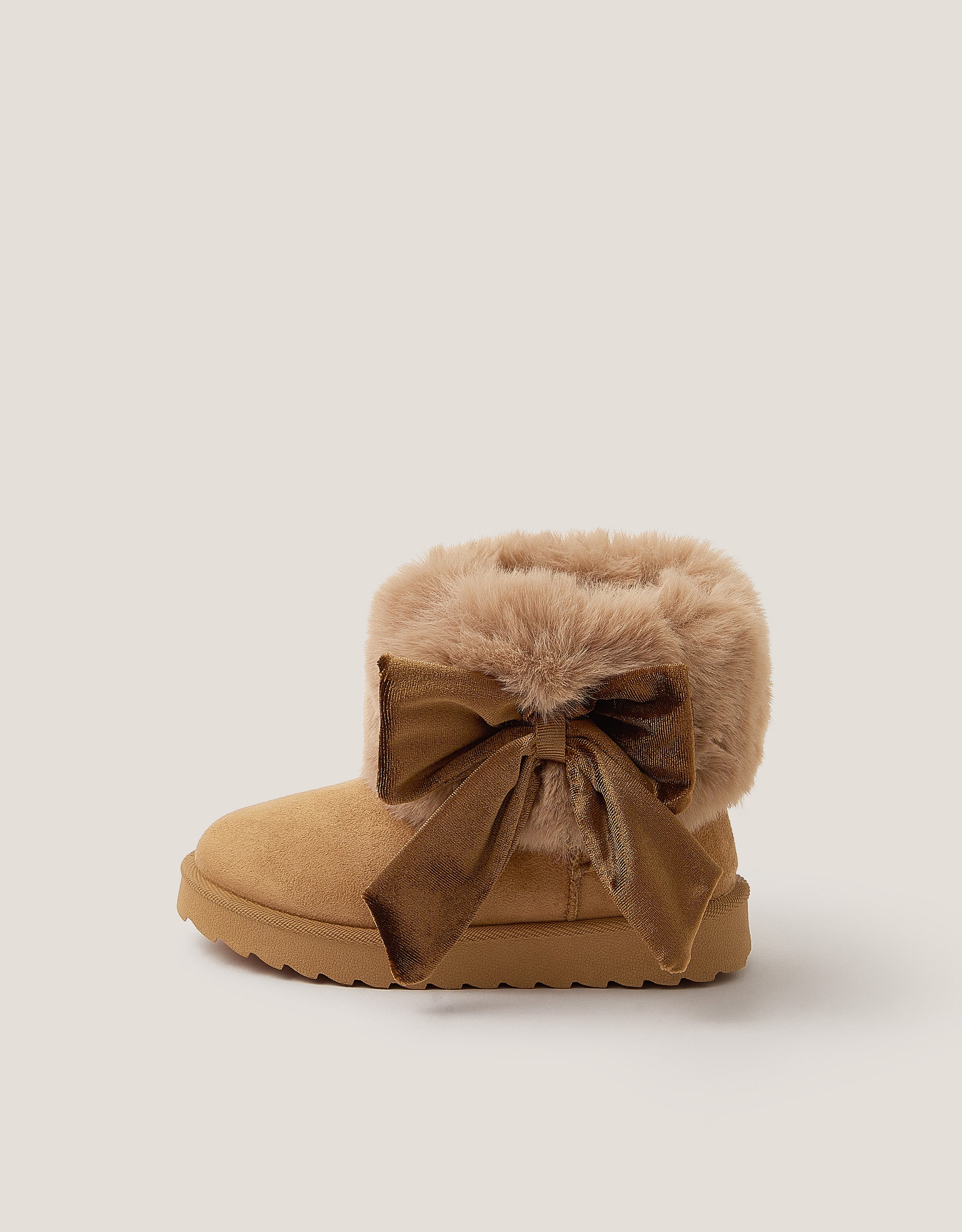 CIZME - TAN FLUFFY BOW BOOT