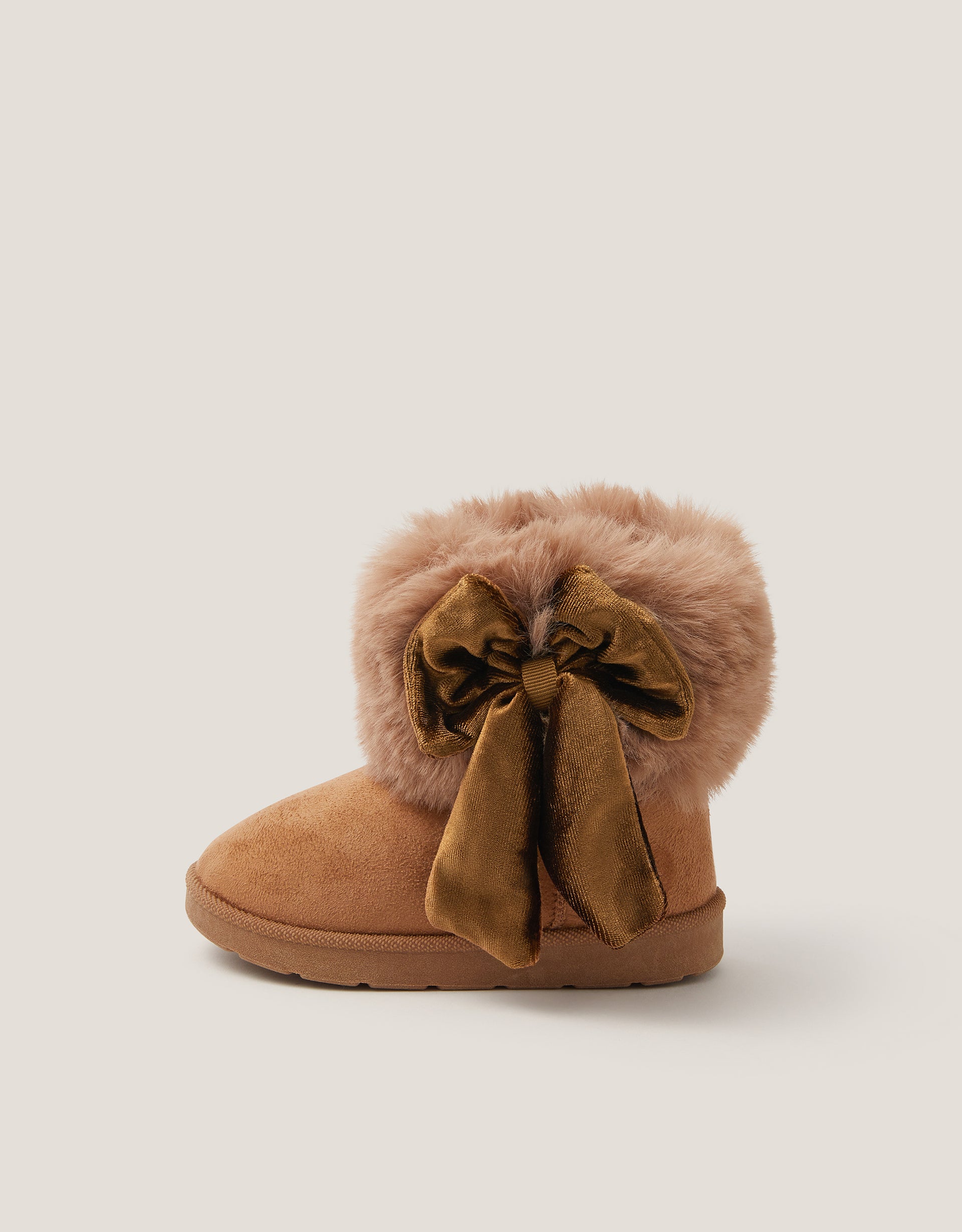 CIZME - TAN BABY FLUFFY BOW BOOT