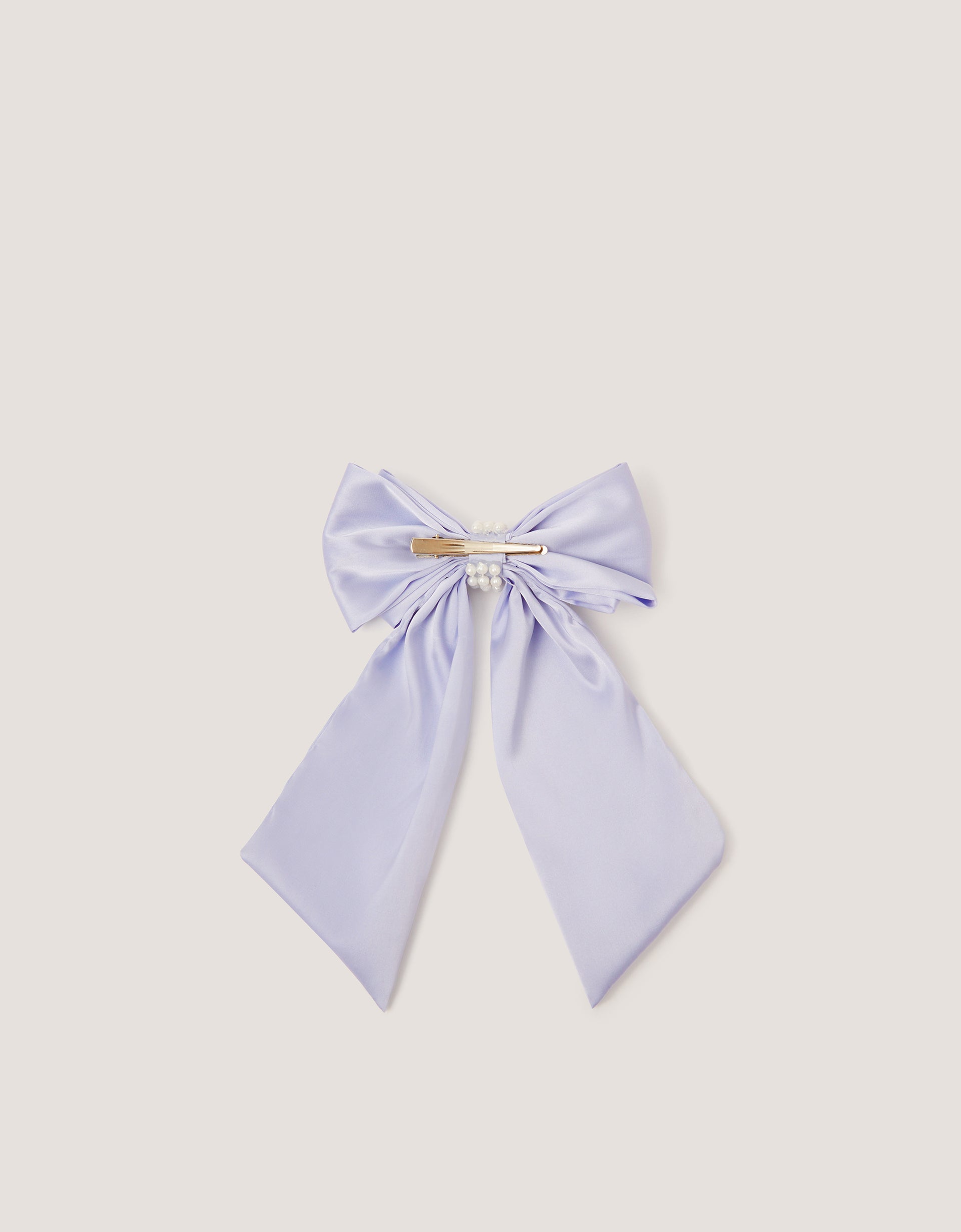 MAŠNA ZA KOSU - PEARL SATIN LONG BOW CLIP