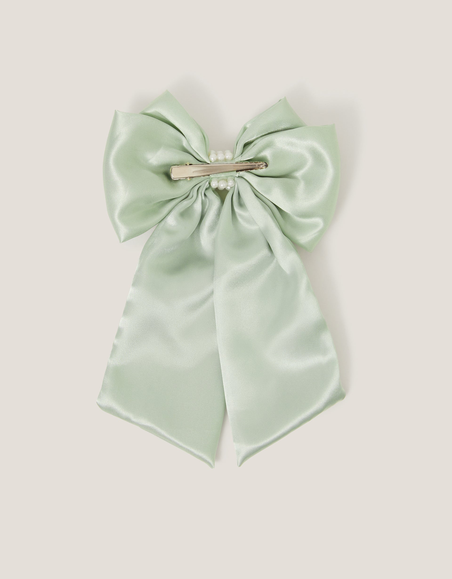 MAŠNA ZA KOSU - PEARL SATIN LONG BOW CLIP