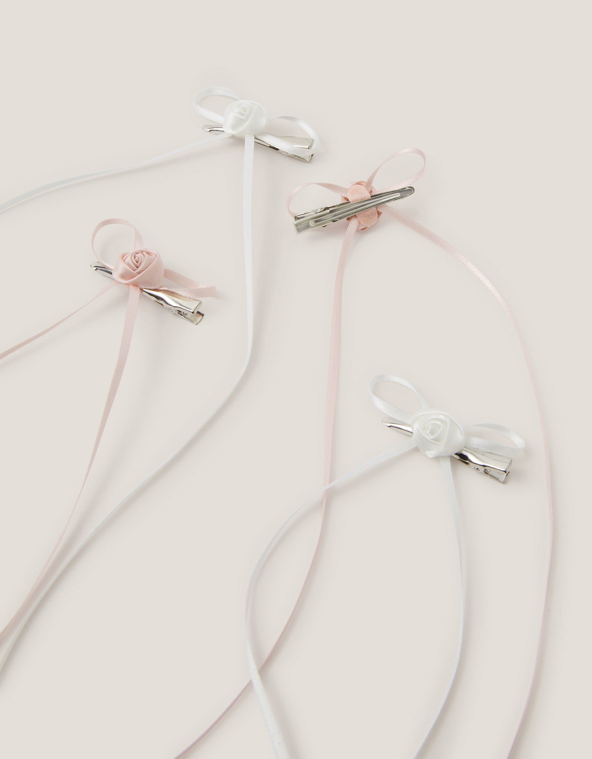 SET ŠNALA ZA KOSU - 4PK SKINNY BOW ROSE CLIPS