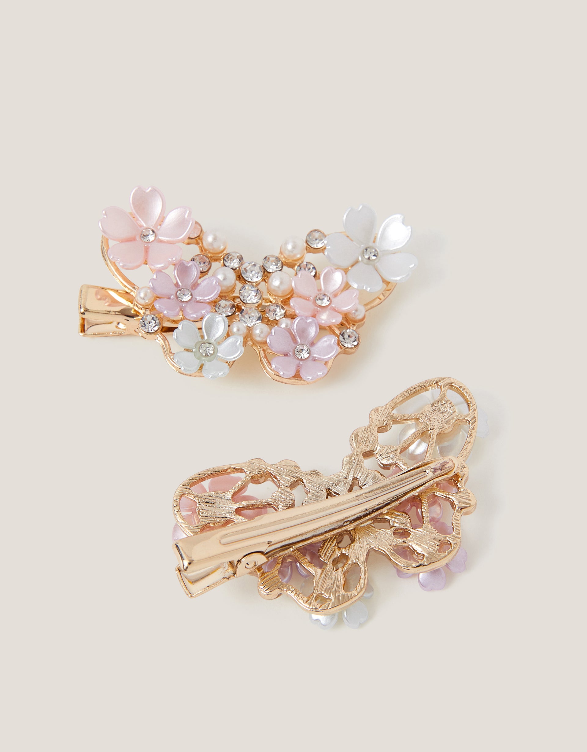 SET ŠNALA ZA KOSU - 2PK PEARLY FLW BFLY CLIPS