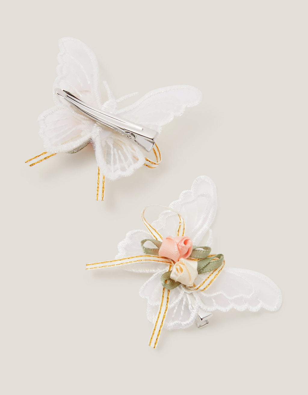 SET ŠNALA ZA KOSU - 2PK SATIN ROSE BFLY CLIPS