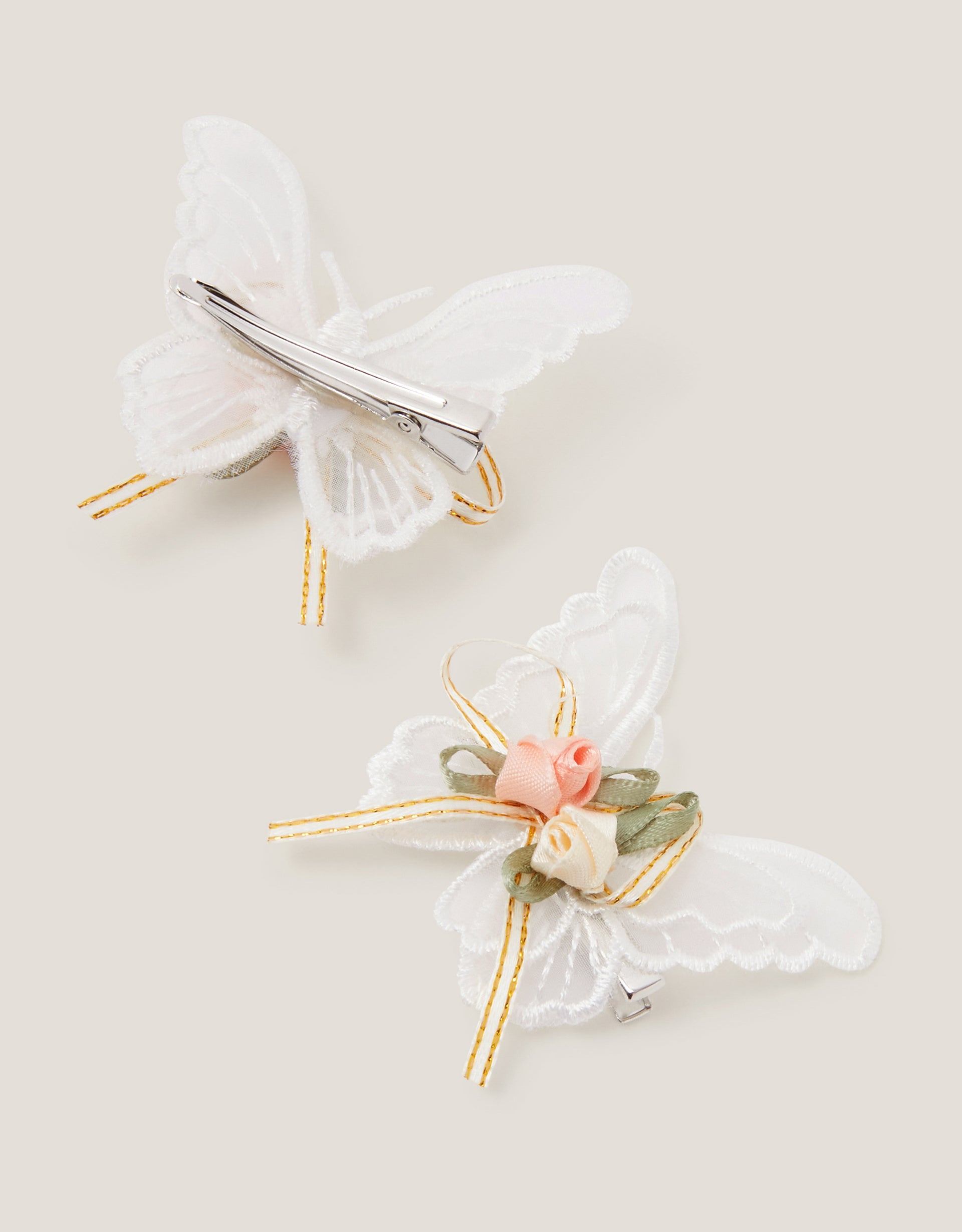 SET ŠNALA ZA KOSU - 2PK SATIN ROSE BFLY CLIPS
