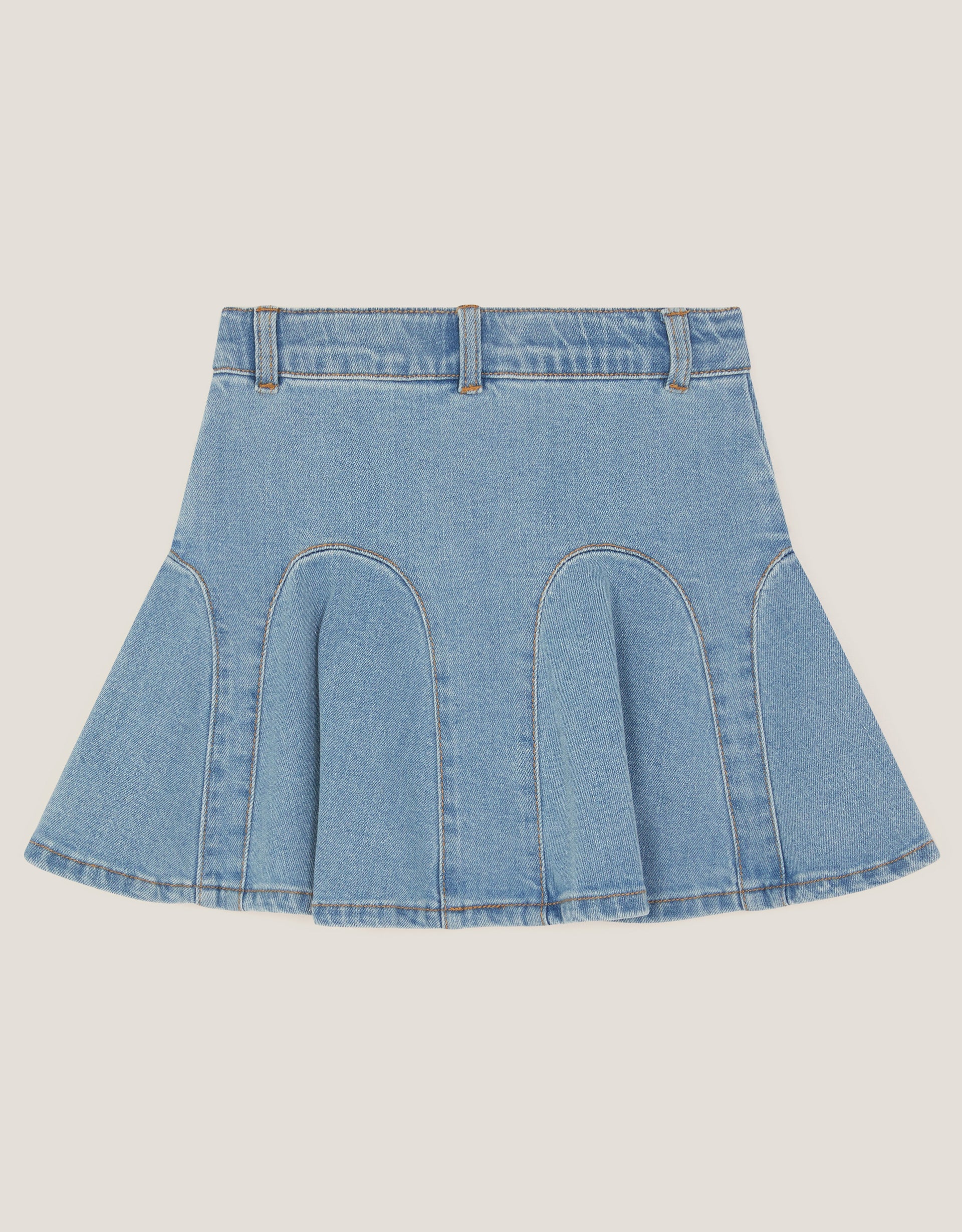 SUKNJA - DENIM EMB GODET SKIRT