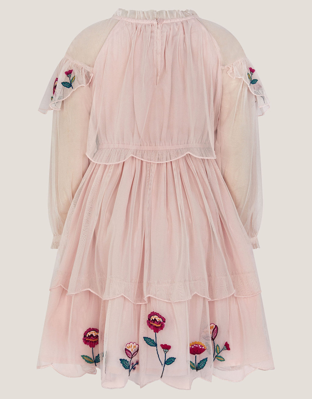 HALJINA - LS MESH SCALLOP EMB DRESS