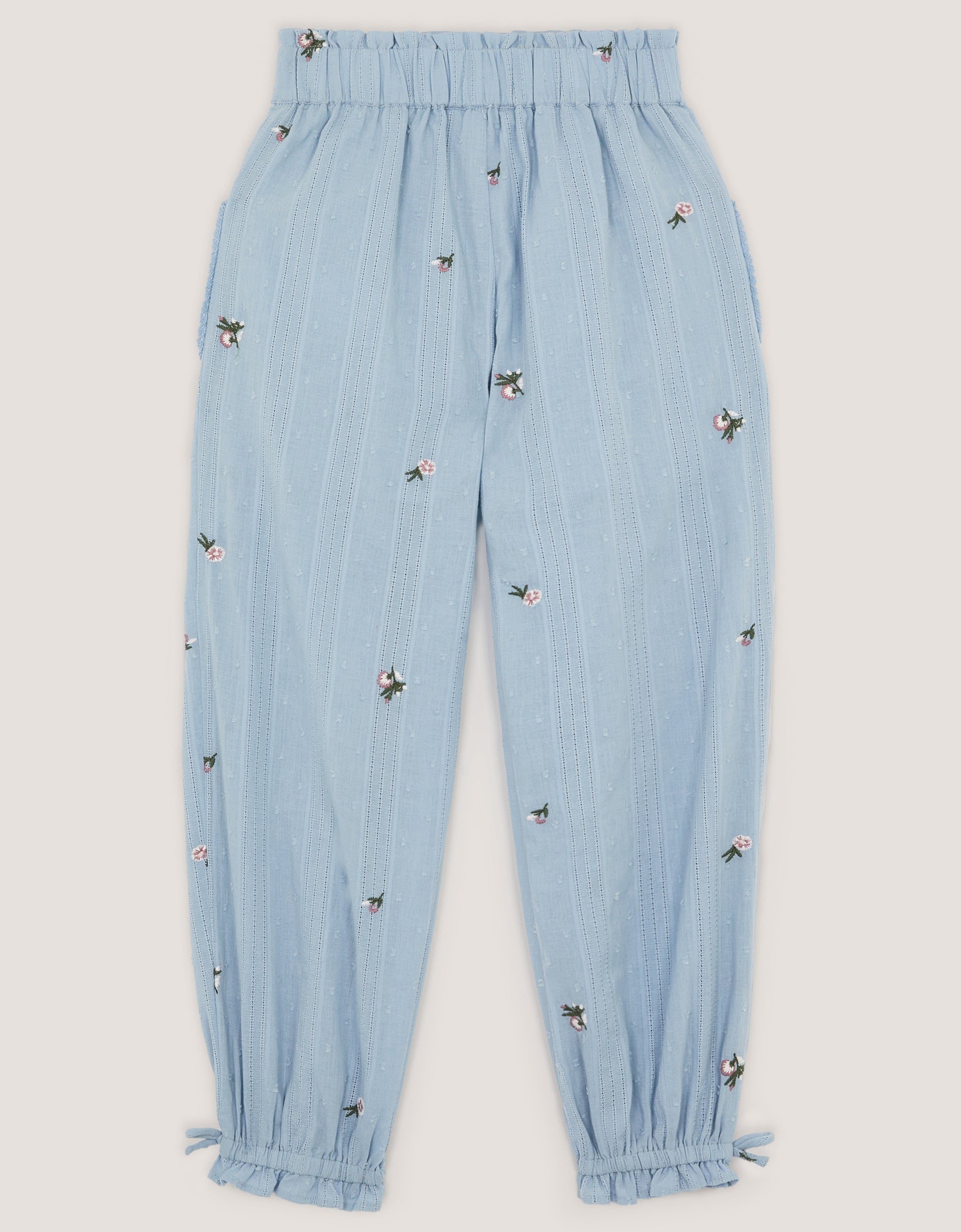 PANTALONE - ROSE BLUE DOBBY TROUSERS