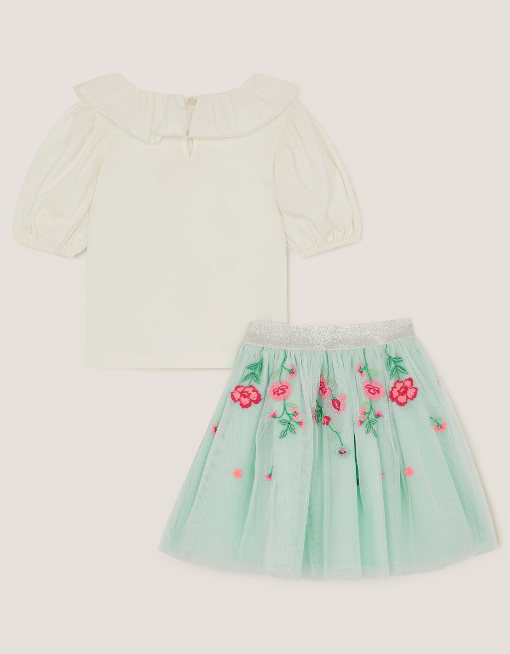 SET - BOW FLRAL TOP/DISCO SKIRT