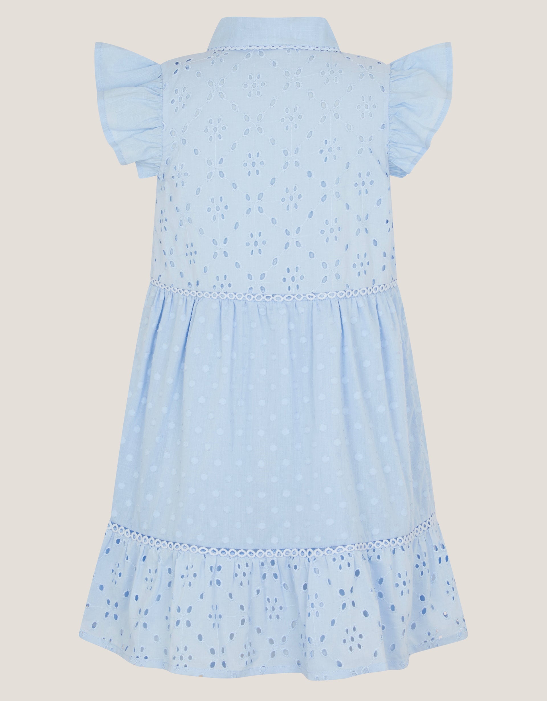 HALJINA - BLUE BROIDER BUTTON DRESS