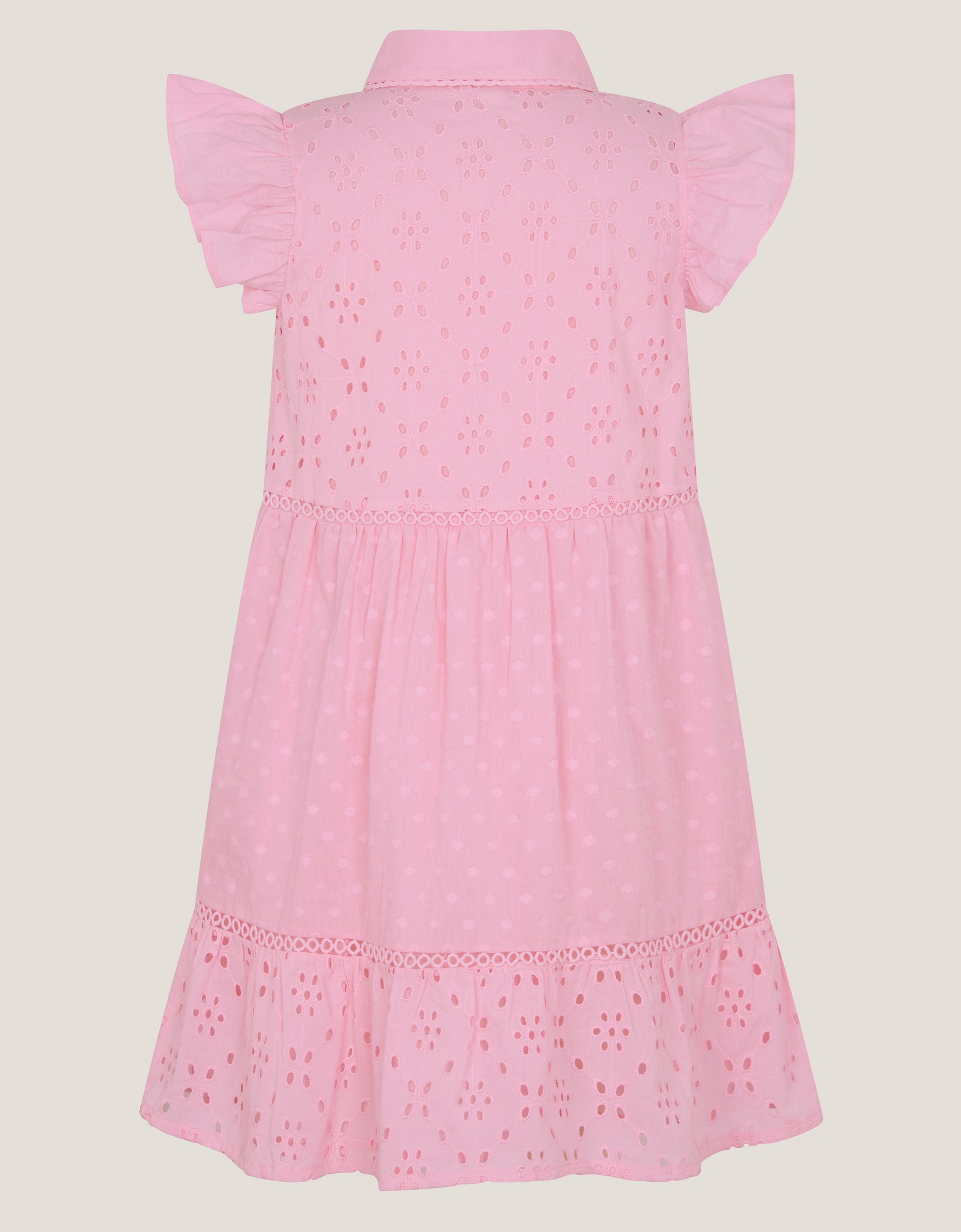 HALJINA - PINK BROIDER BUTTON DRESS