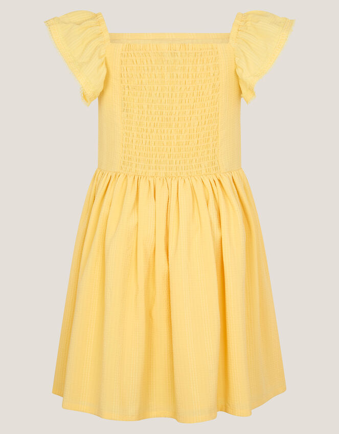HALJINA - YLLW TEXT SHIRR EPP DRESS
