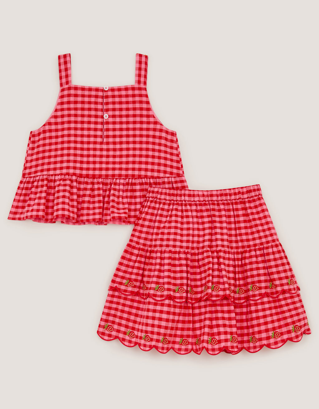 SET - STRWBRRY GINGH TOP/SKIRT