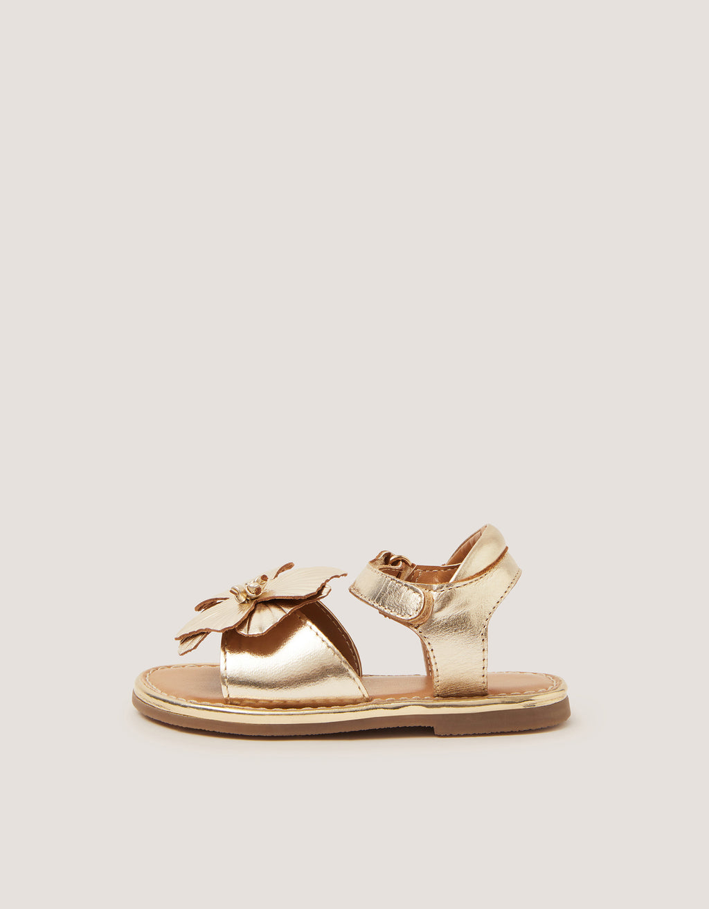 SANDALE - BABY GOLD LTHR FLWR SANDL