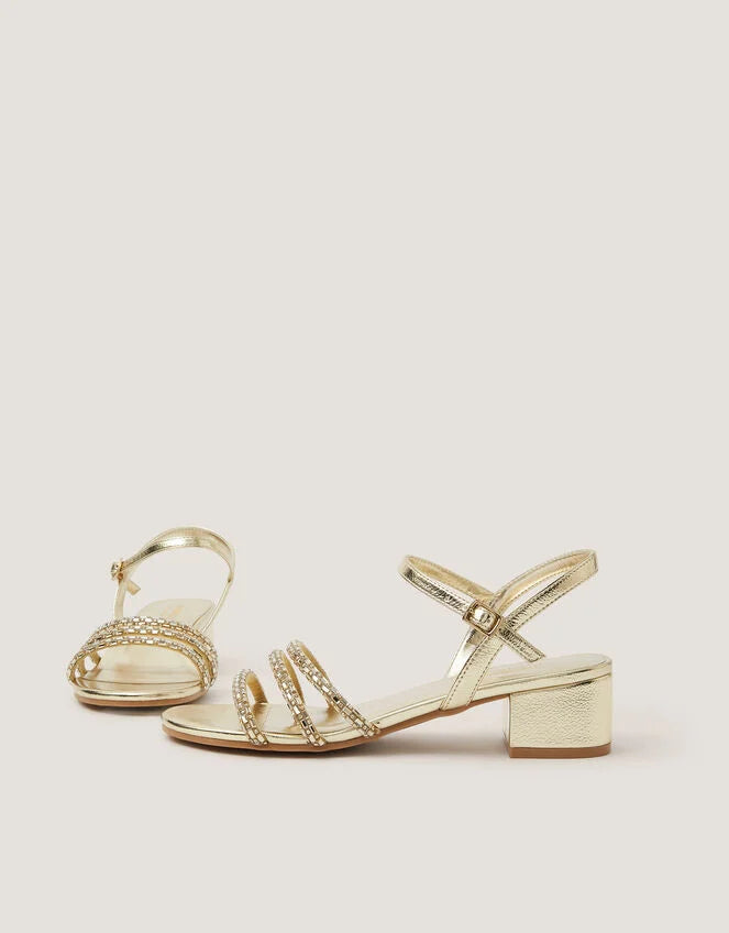 SANDALE - PLE GLD STRAP DAZZLE HEEL