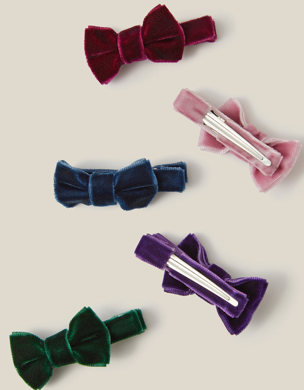 SET ŠNALA ZA KOSU - 5PK VELVET BOW CLIPS
