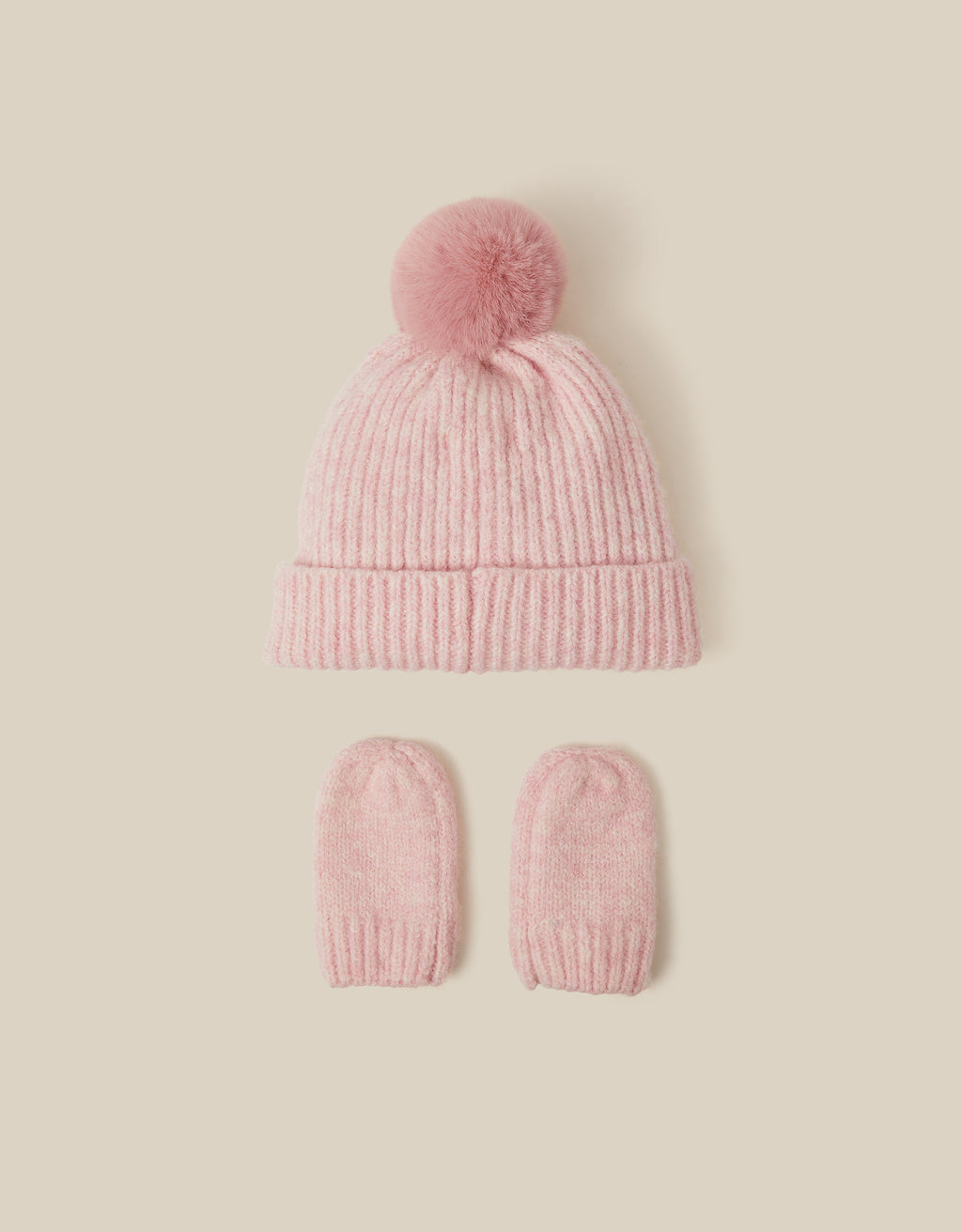 SET KAPA I RUKAVICE - BABY PINK BOW HAT & MITTN