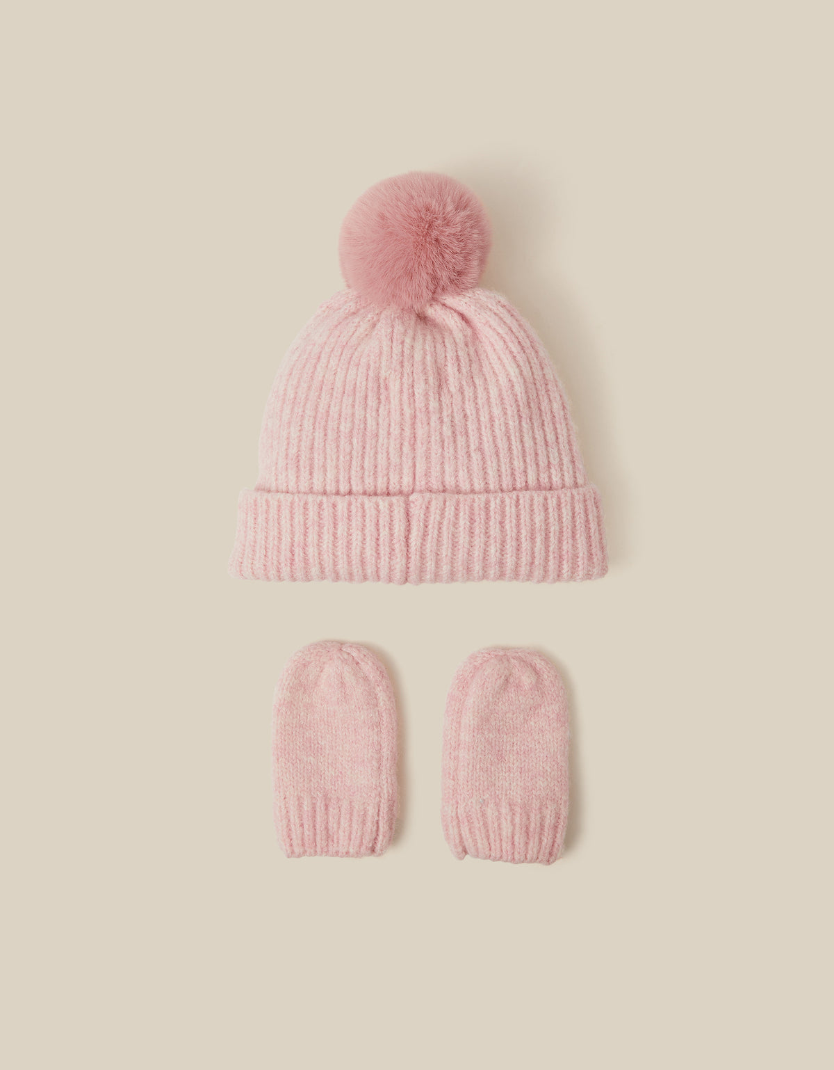 SET KAPA I RUKAVICE - BABY PINK BOW HAT & MITTN