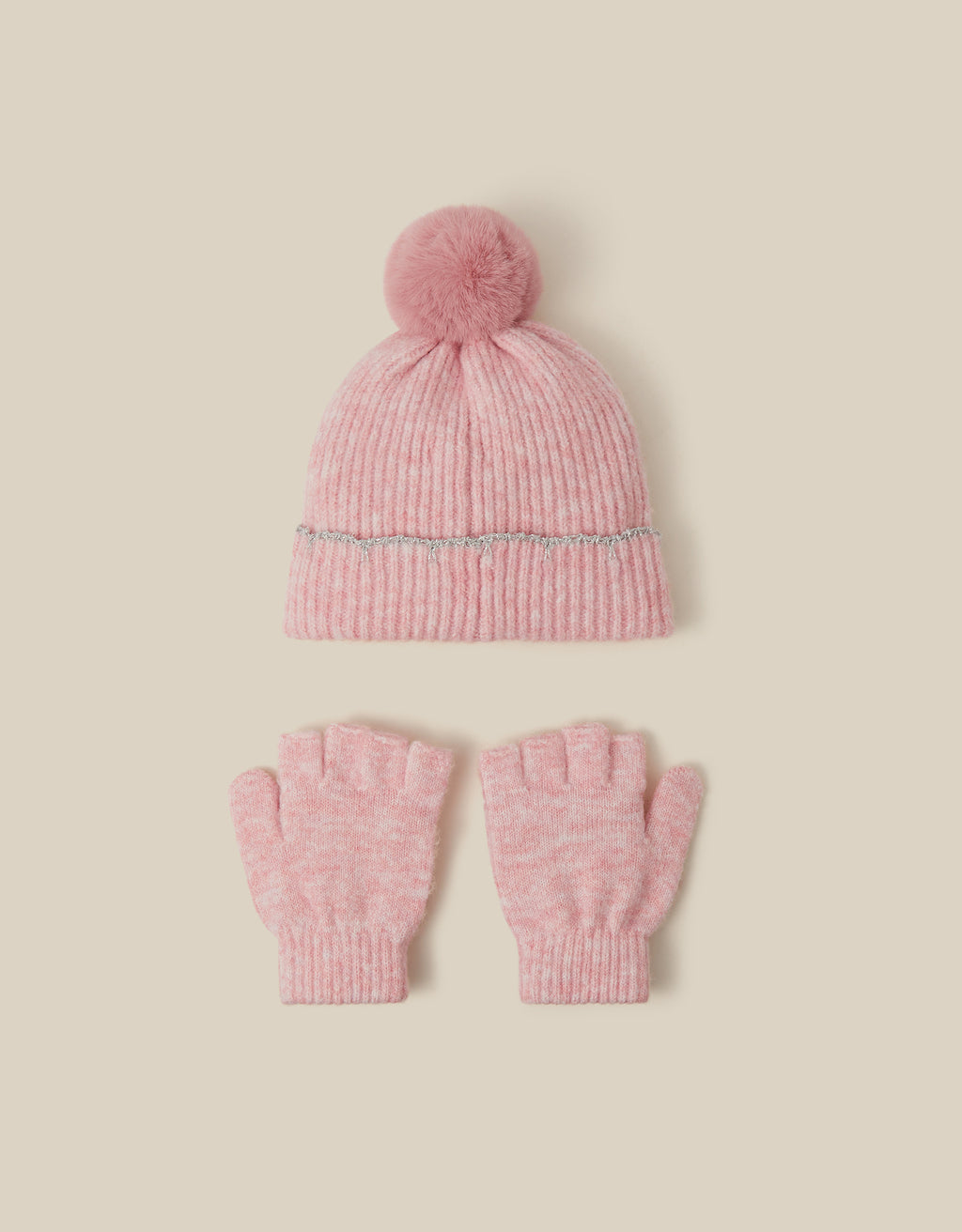 SET KAPA I RUKAVICE - PINK SCALLOP HAT & GLOVE